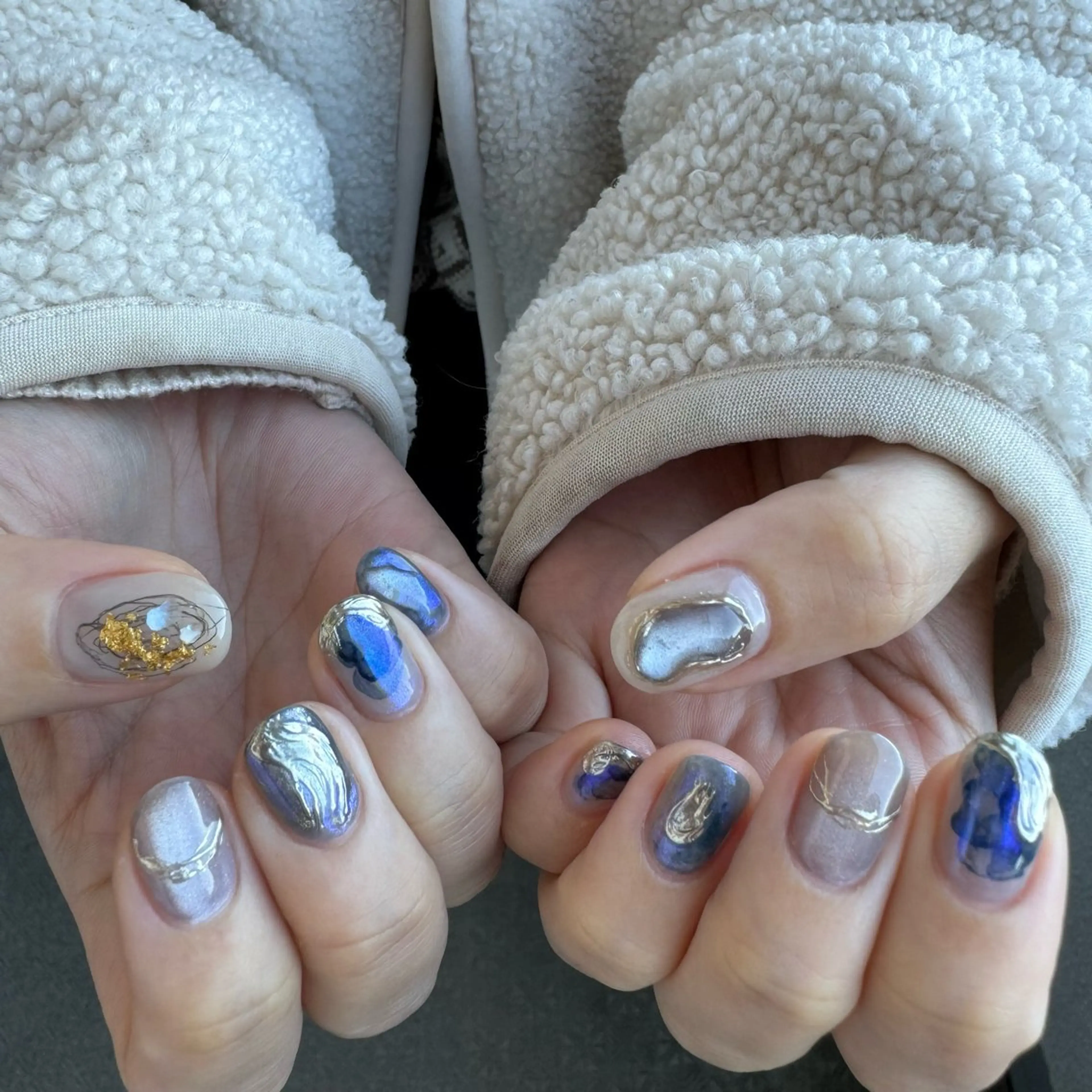ネイル ブルー ジェルネイル ニュアンスネイル パラジェル feliseey 〘フェリシー 〙のネイルデザイン