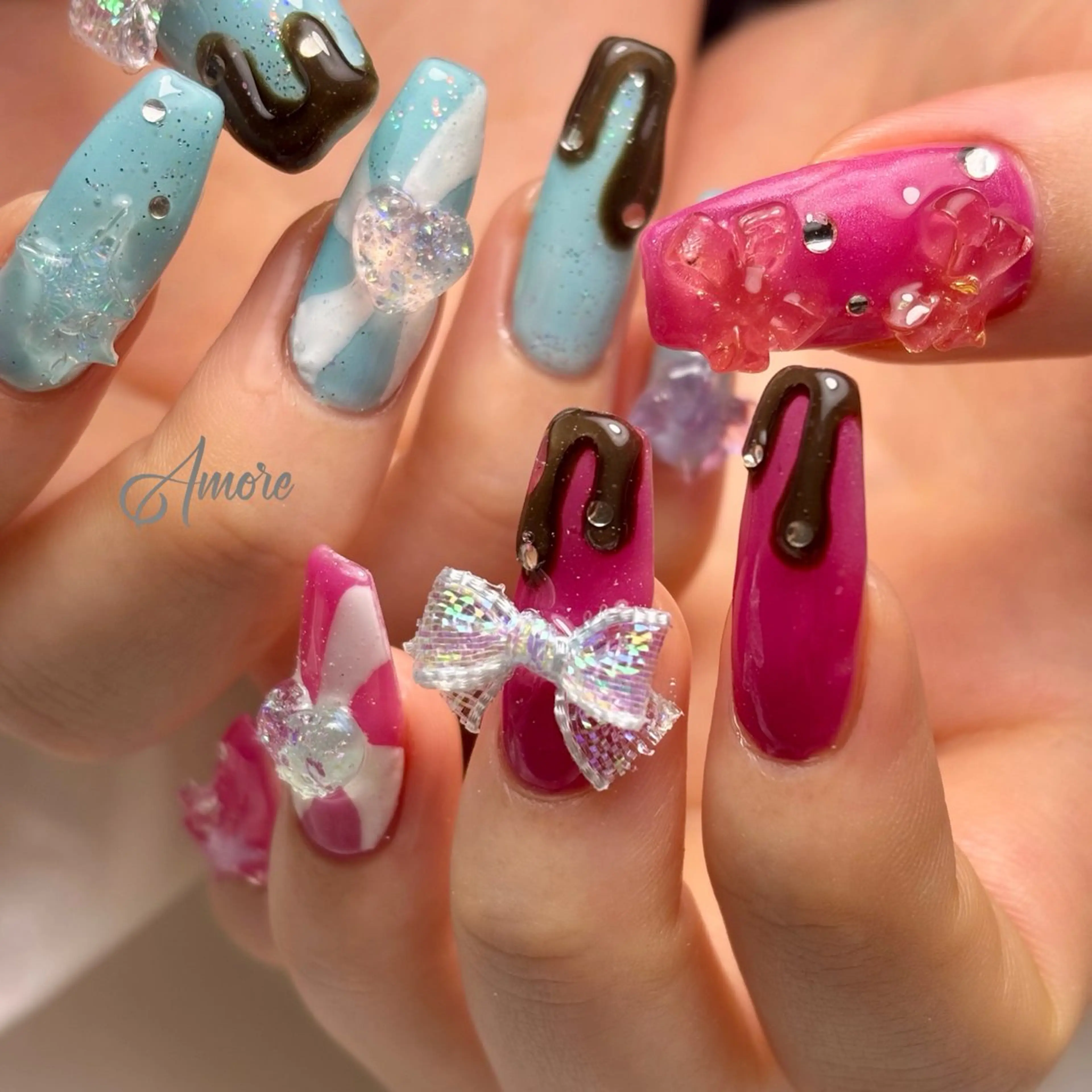 ネイル ジェルネイル キラキラネイル 韓国ネイル マグネットネイル パラジェル You kyehwaのネイルデザイン