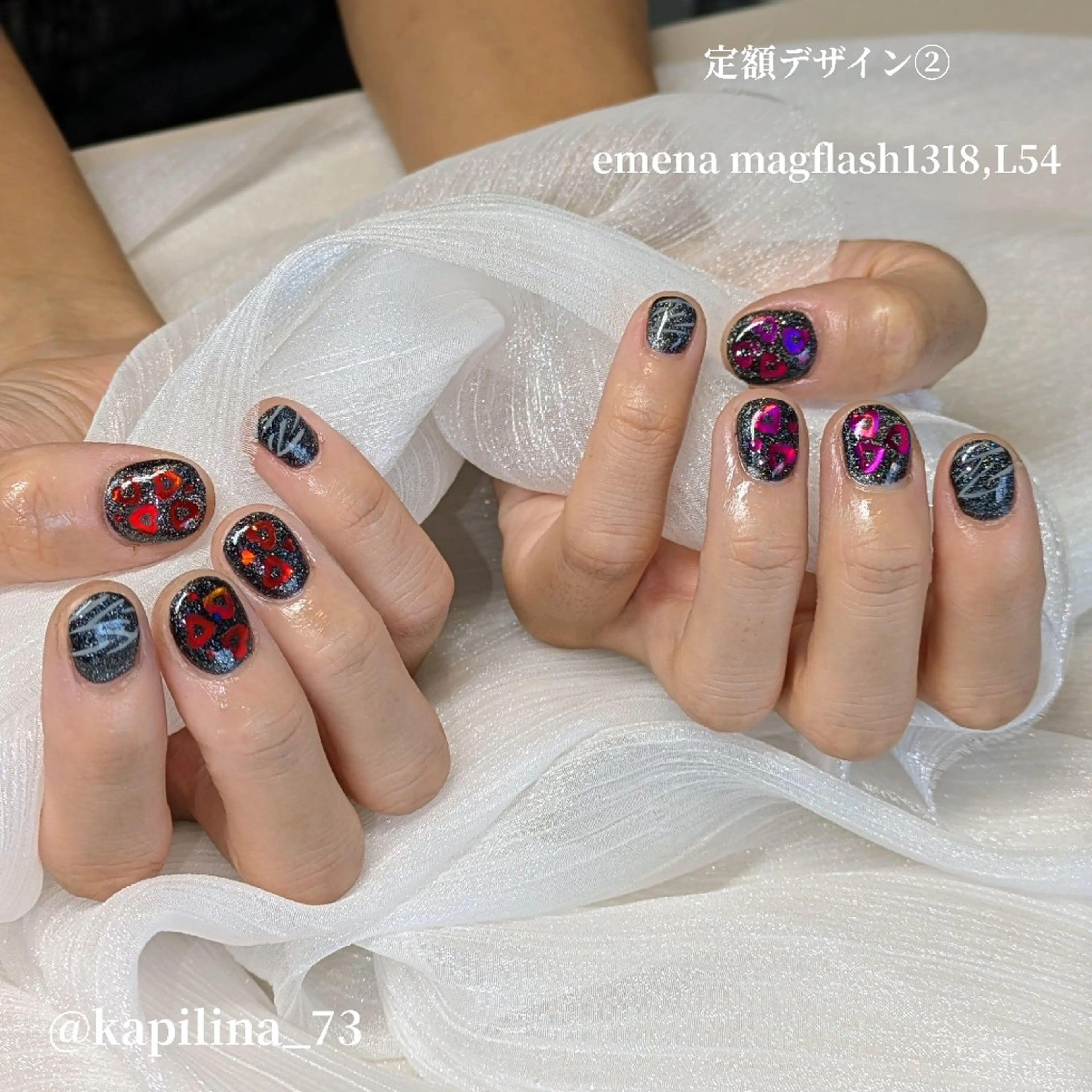 ネイル フラッシュネイル フラッシュマグ マグネットネイル Ka pilina MOMOのネイルデザイン