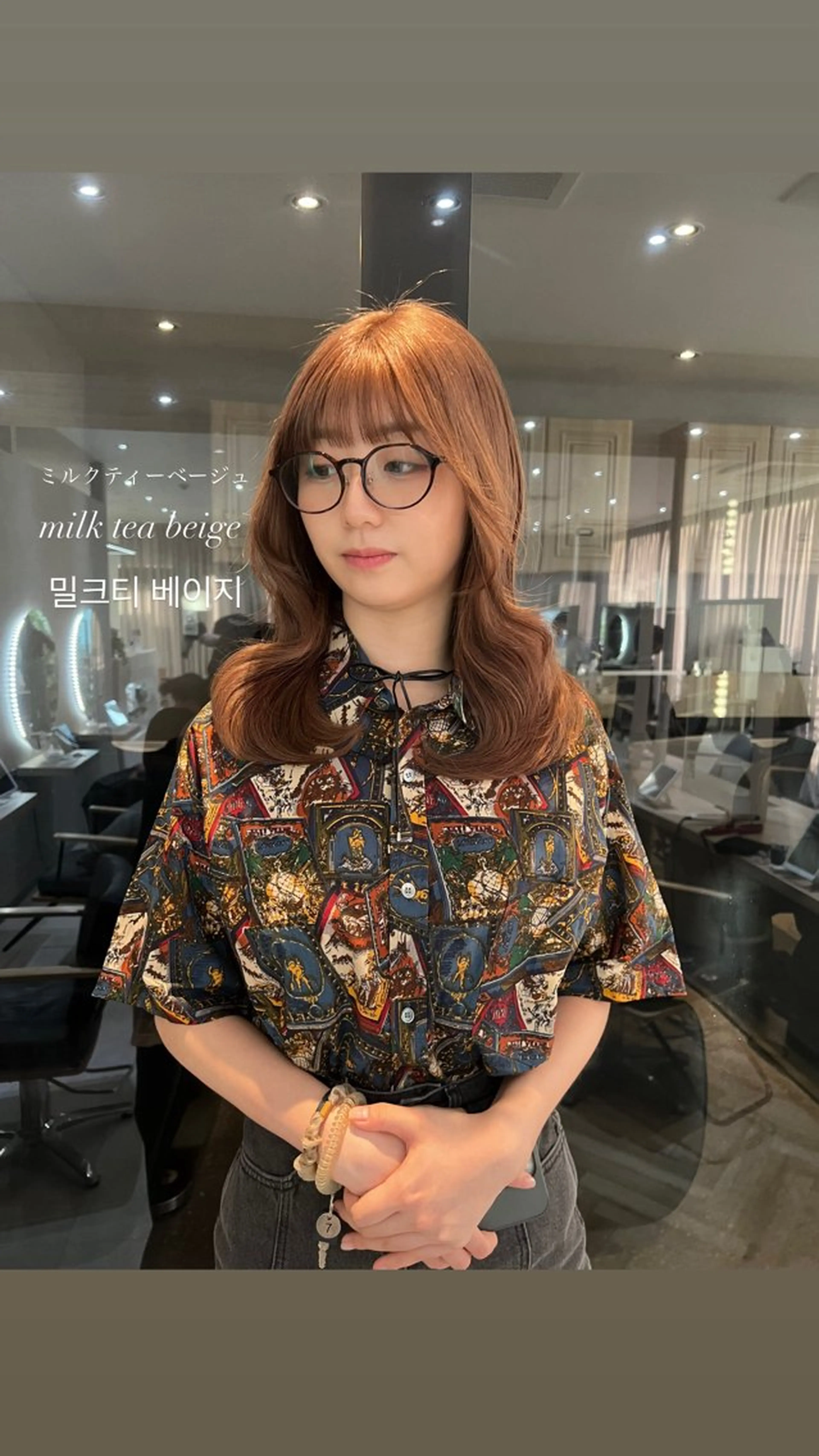 セミロング カラー ミストバング ベージュカラー ブリーチ  フェイスフレーミング グレージュ カット ヘアカラー トリートメント 韓国🇰🇷レイヤー おくれ毛/顔まわりのヘアスタイル