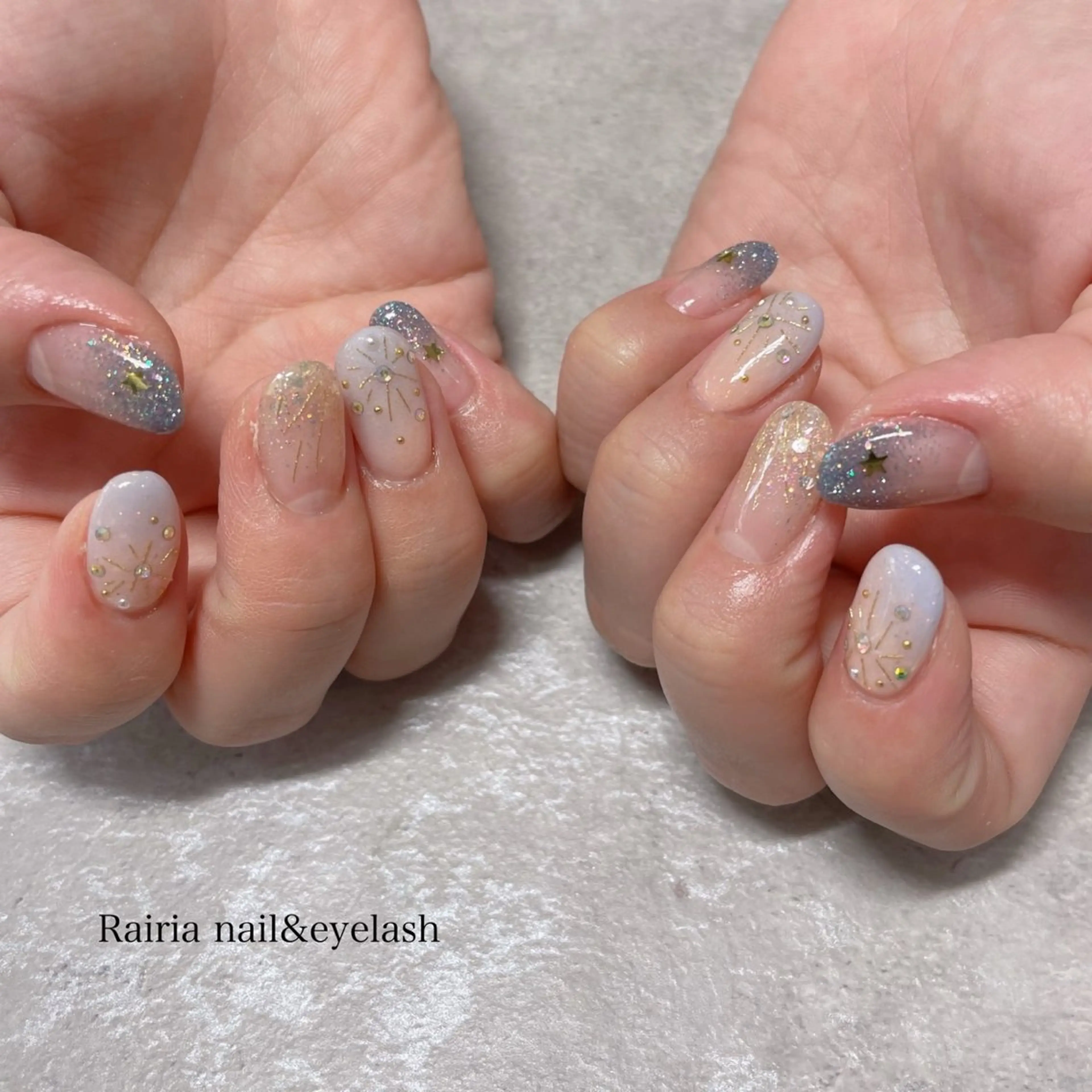 ネイル ブルー フットネイル ジェルネイル キラキラネイル マグネットネイル NAILSALON CRISTA所属・🤍CRISTA yui🤍のネイルデザイン