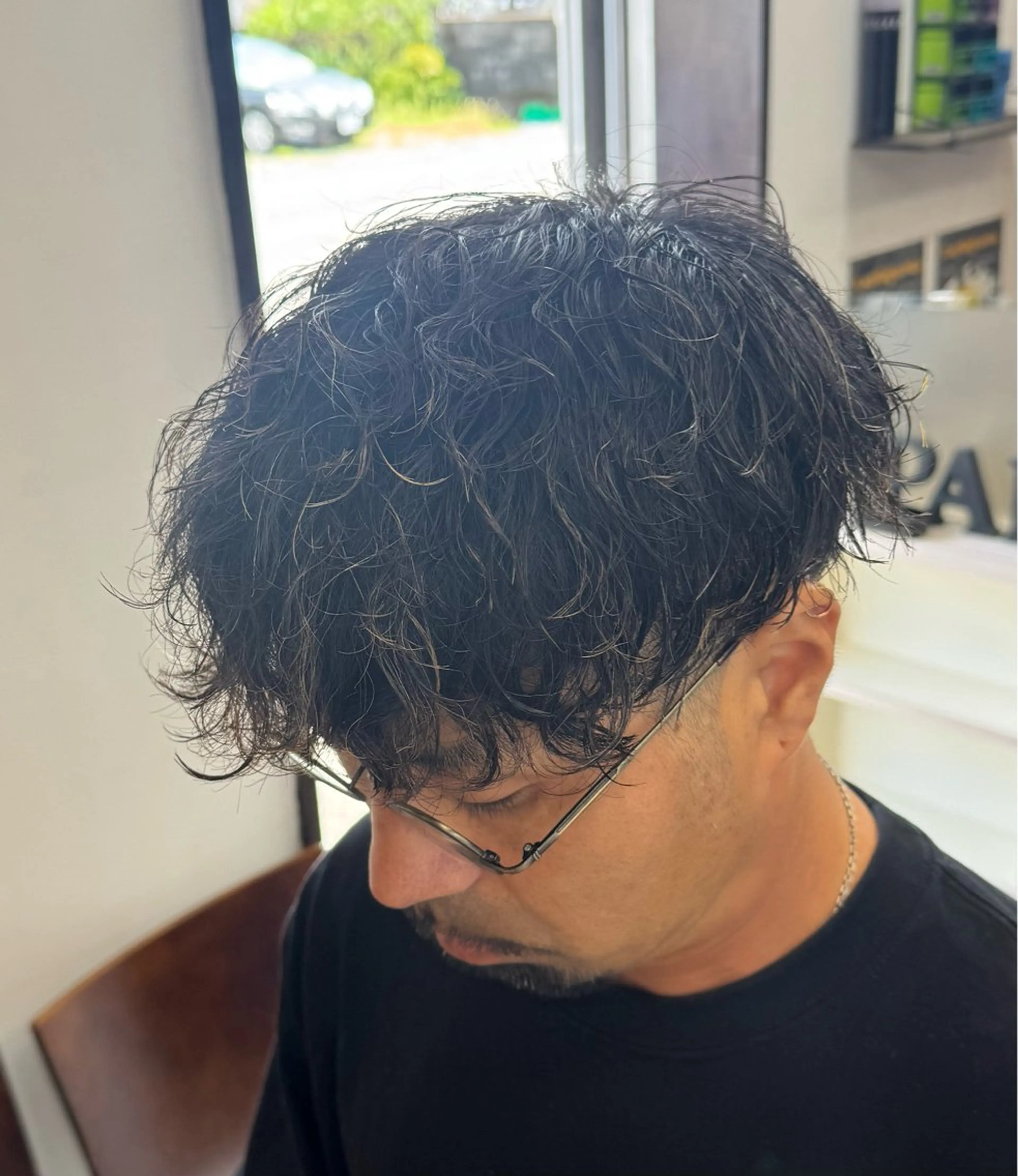 ミディアム メンズ スペインカール カット パーマ メンズパーマ特化 大石雄生のヘアスタイル