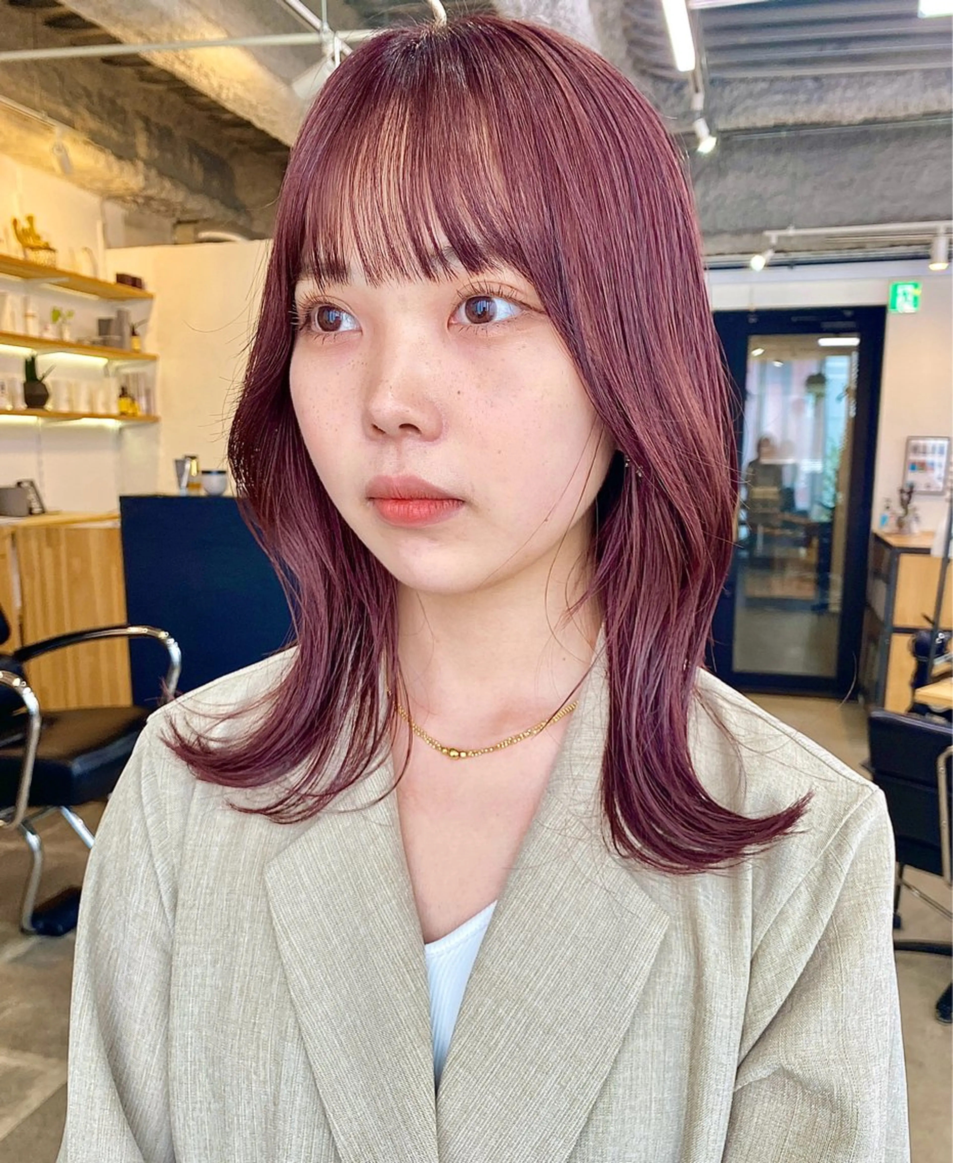 セミロング カラー ピンクカラー ヘアカラー 暖色カラー/天神/ ヘイマサクラのヘアスタイル
