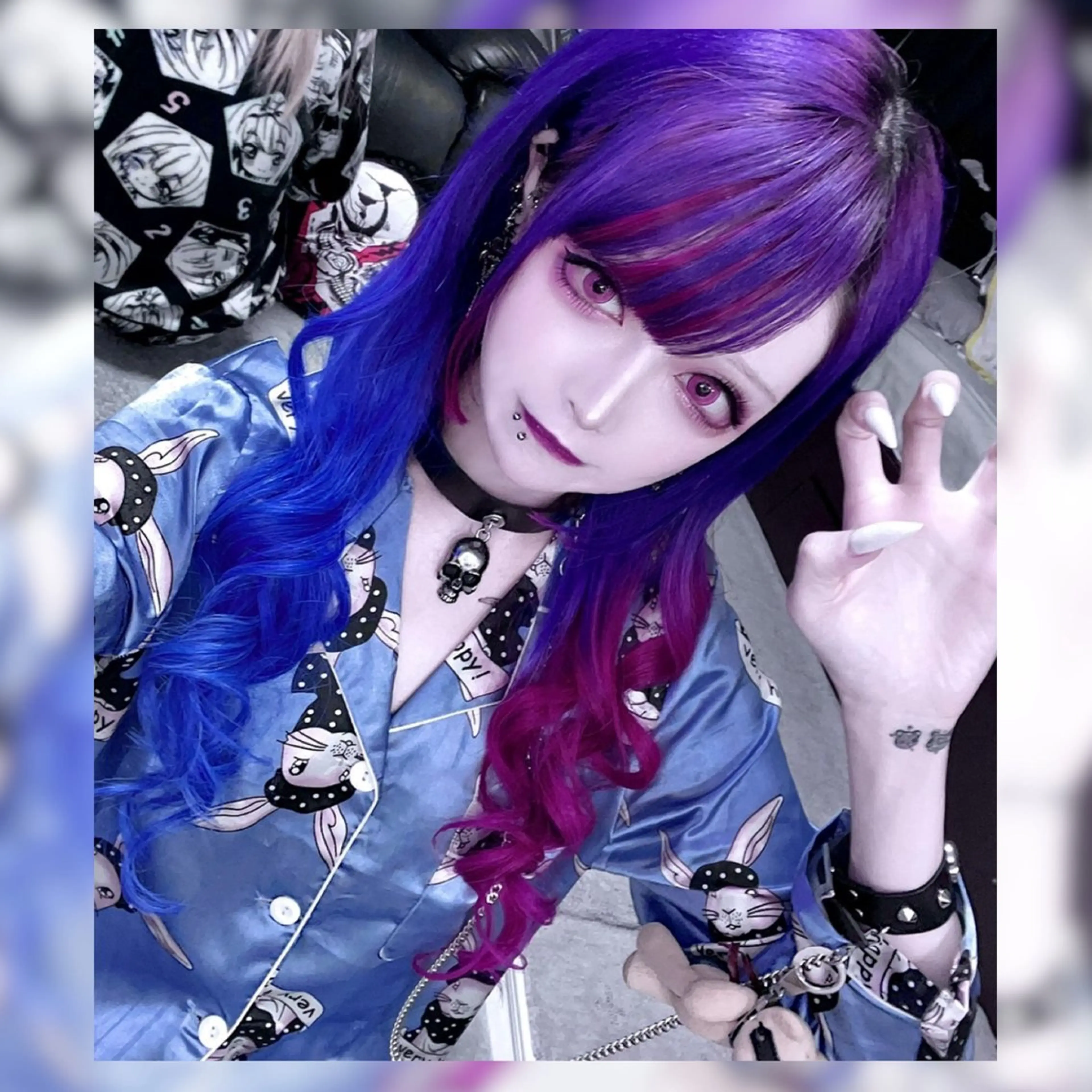 ロング カラー ブリーチ ブルーカラー グラデーションカラー ピンクカラー エクステ ✨髪質改善×透明感 カラー✨岩下哲也のヘアスタイル