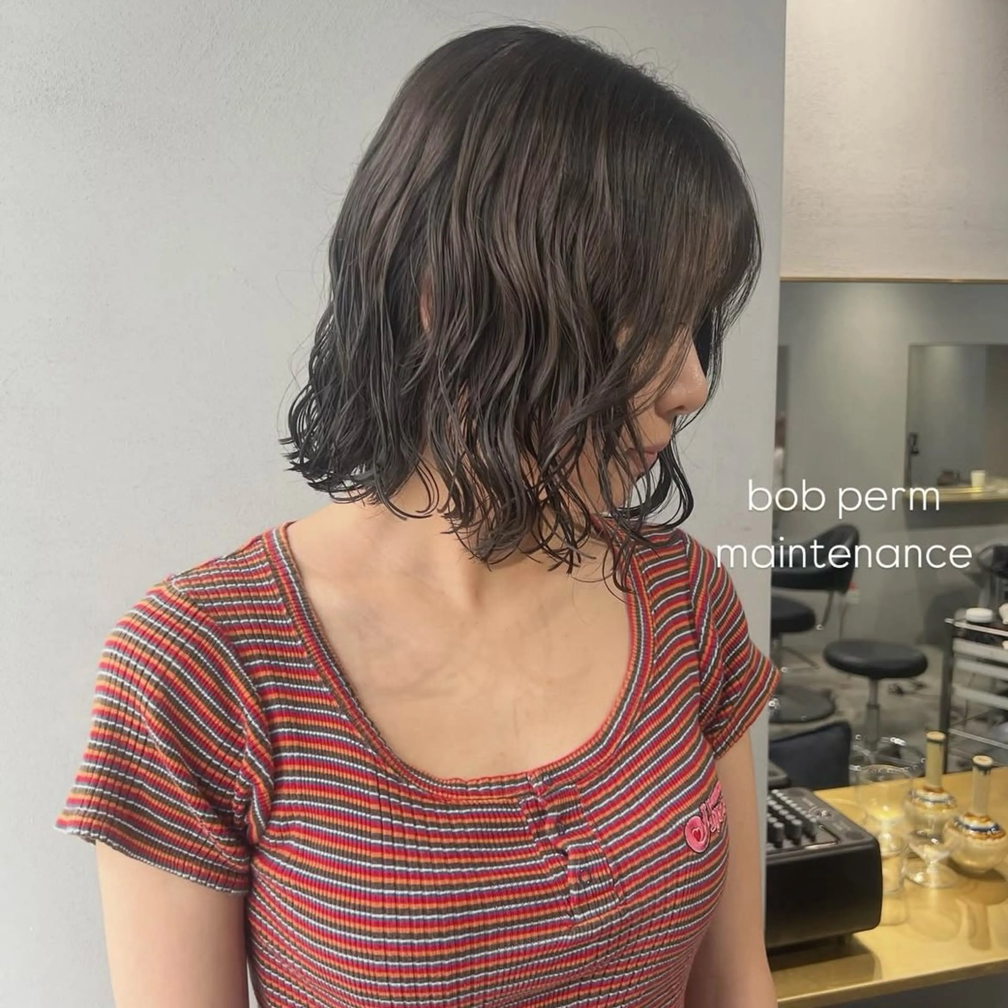 ミディアム カラー パーマ カット ヘアカラー パーマ akane/ボブ /オリーブ/ブラウンのヘアスタイル