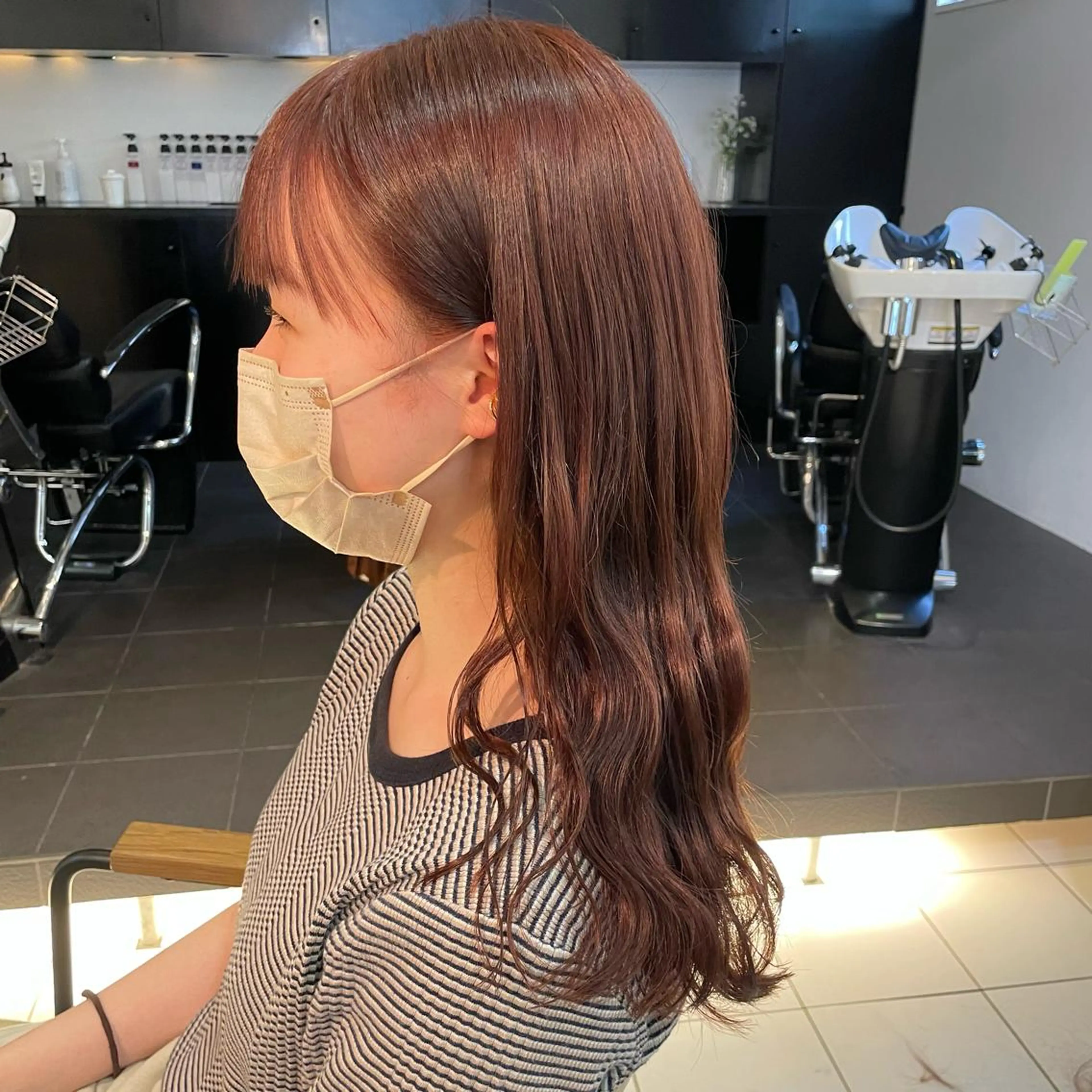 セミロング カラー ブラウンカラー オレンジ オレンジブラウン 透明感カラー/ 寺田千雅子のヘアスタイル