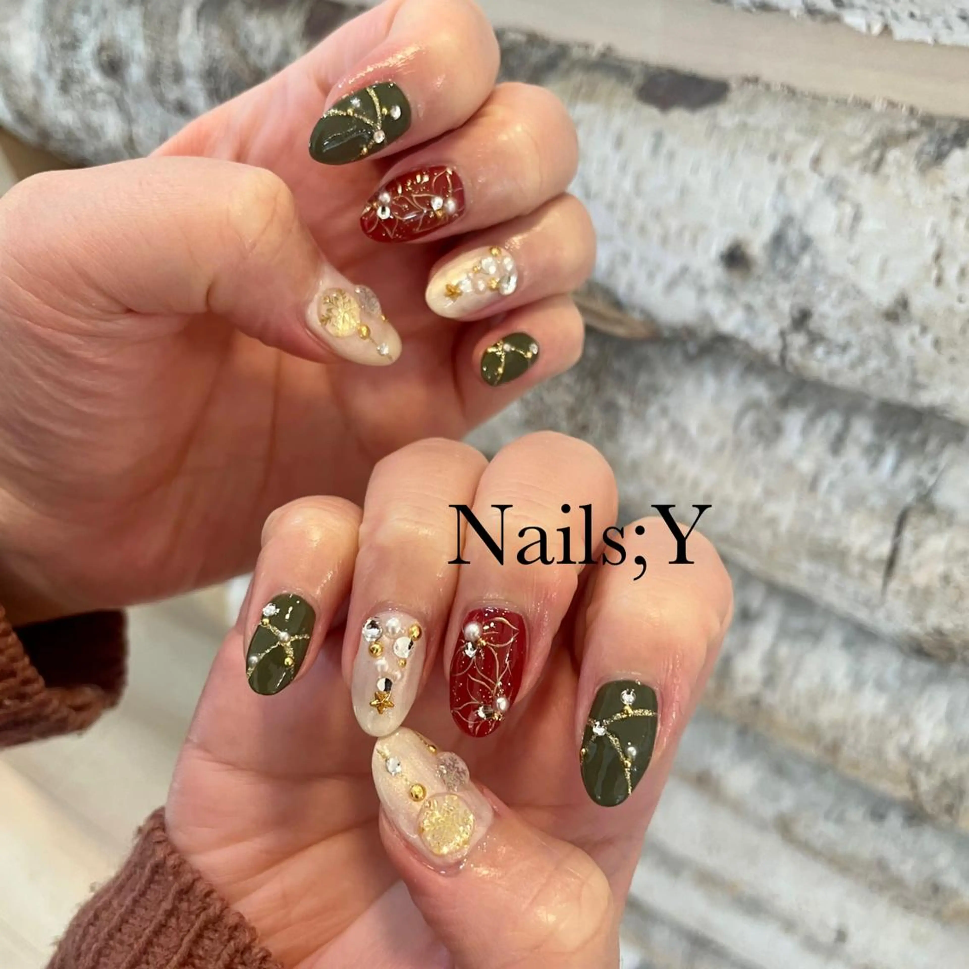 ネイル ジェルネイル 持ち込み パラジェル 冬ネイル クリスマス yo koのネイルデザイン