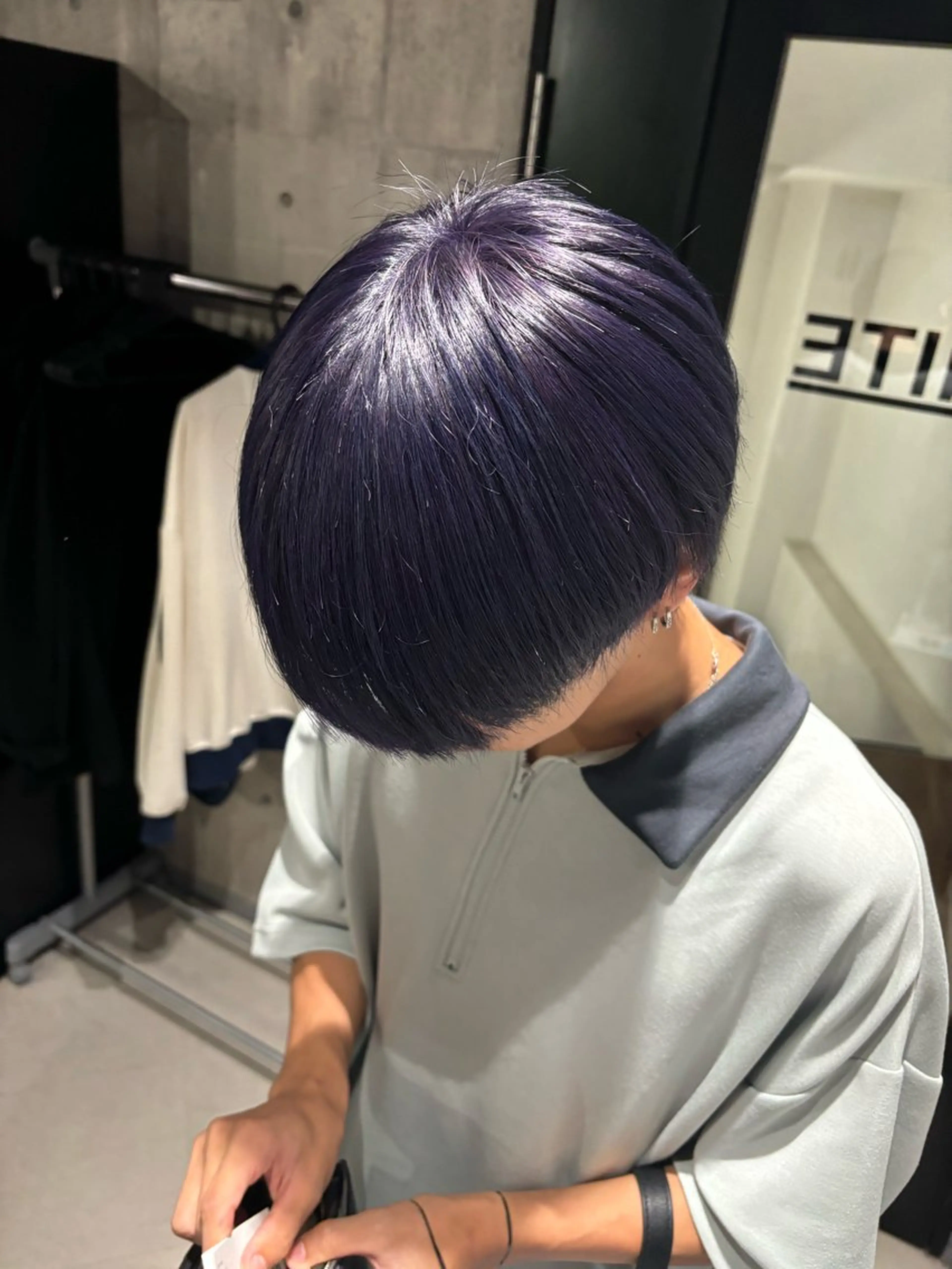 カラー メンズ メンズブリーチ ブリーチ ブルーカラー ブルーラベンダー ラベンダーカラー カット ヘアカラー トリートメント _white【京橋店】所属・_WHITE / KENTOのヘアスタイル