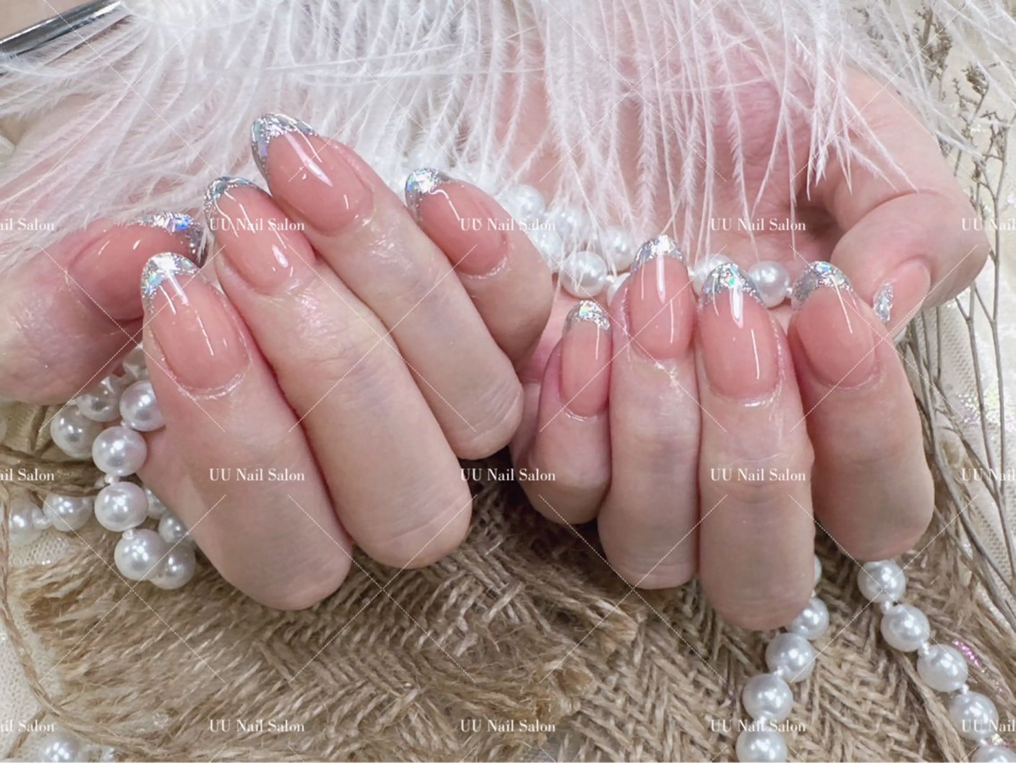 ネイル フレンチネイル ガラスフレンチ ハンドネイル UU Nail Salon 西川口のネイルデザイン