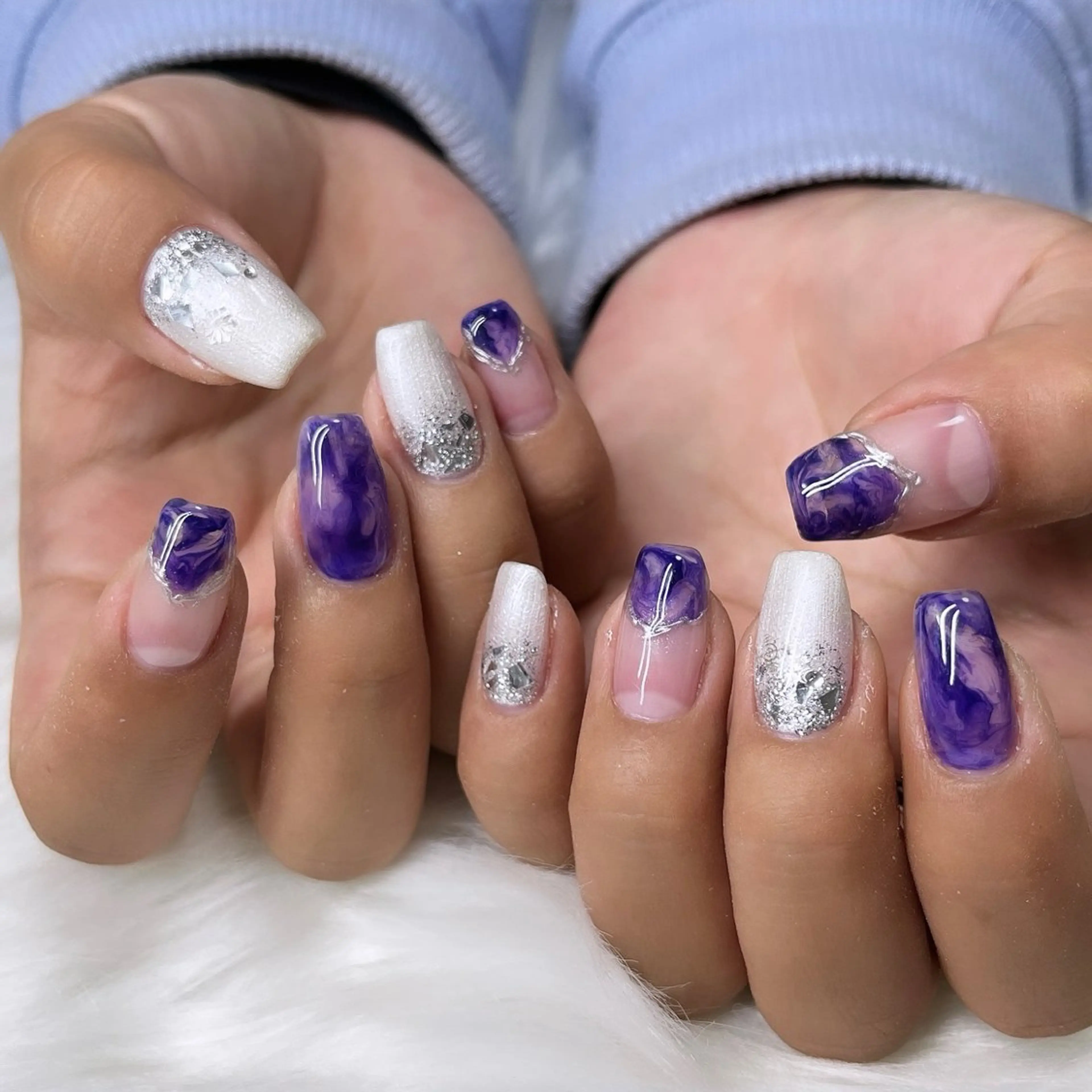 ネイル アートネイル キラキラネイル 韓国ネイル ラメ(グリッター) ロングネイル ハンドネイル 🐕‍🦺Yappy 💗A-tanのネイルデザイン