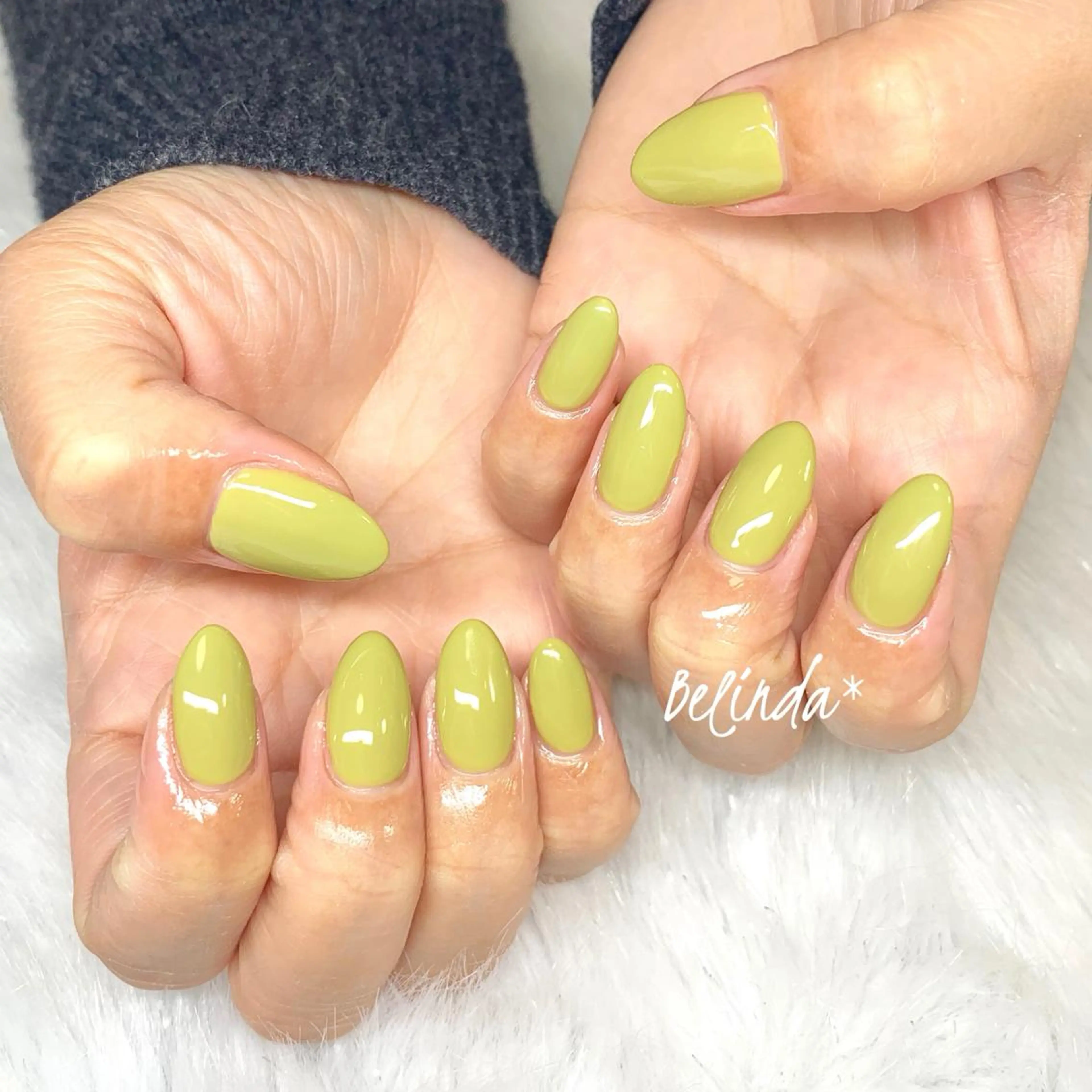 ネイル ワンカラーネイル ピスタチオネイル ハンドネイル Belinda Nailのネイルデザイン