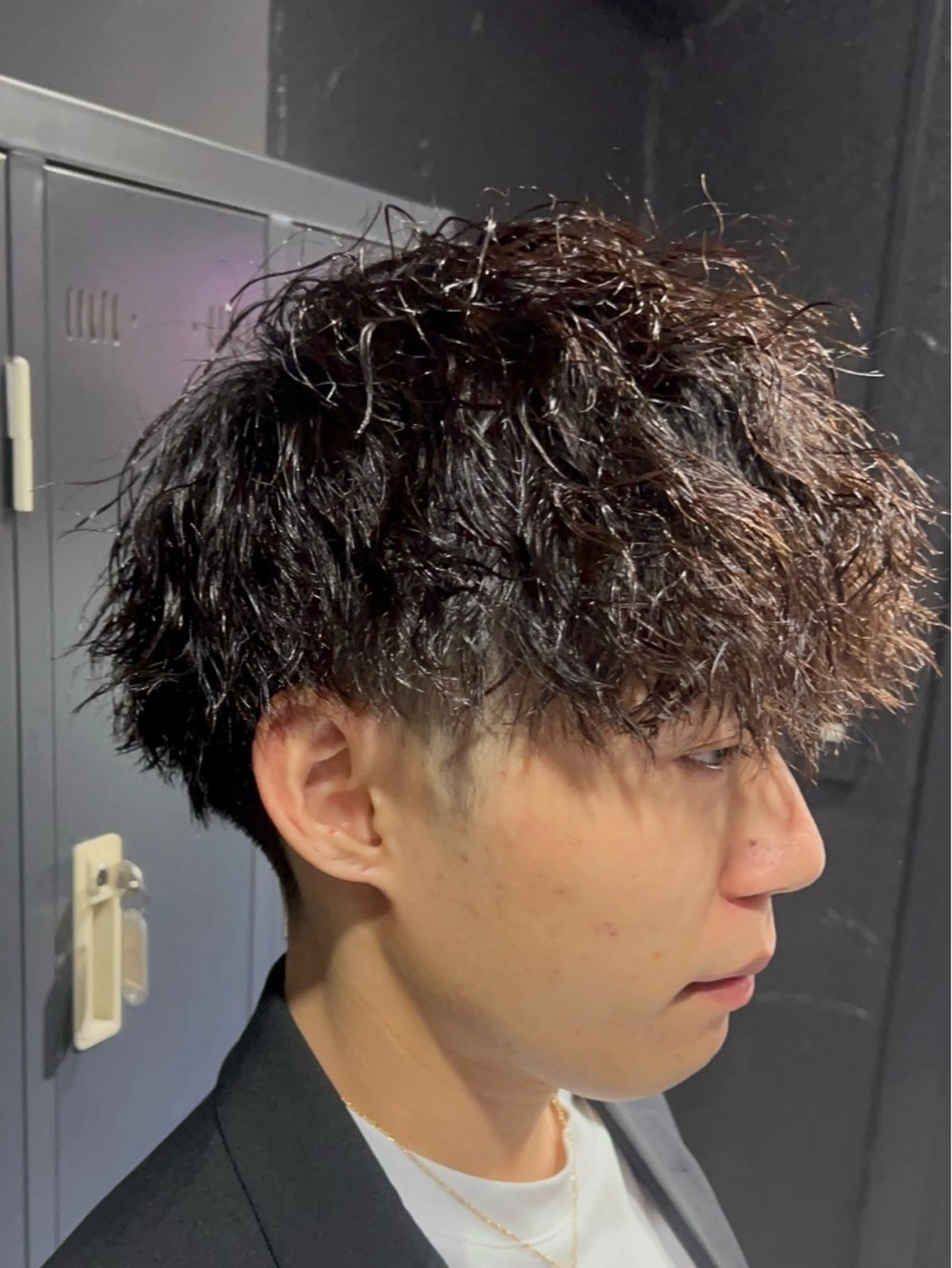 パーマ メンズ 難波/メンズウルフ・ フェザーパーマ鶴田文のヘアスタイル