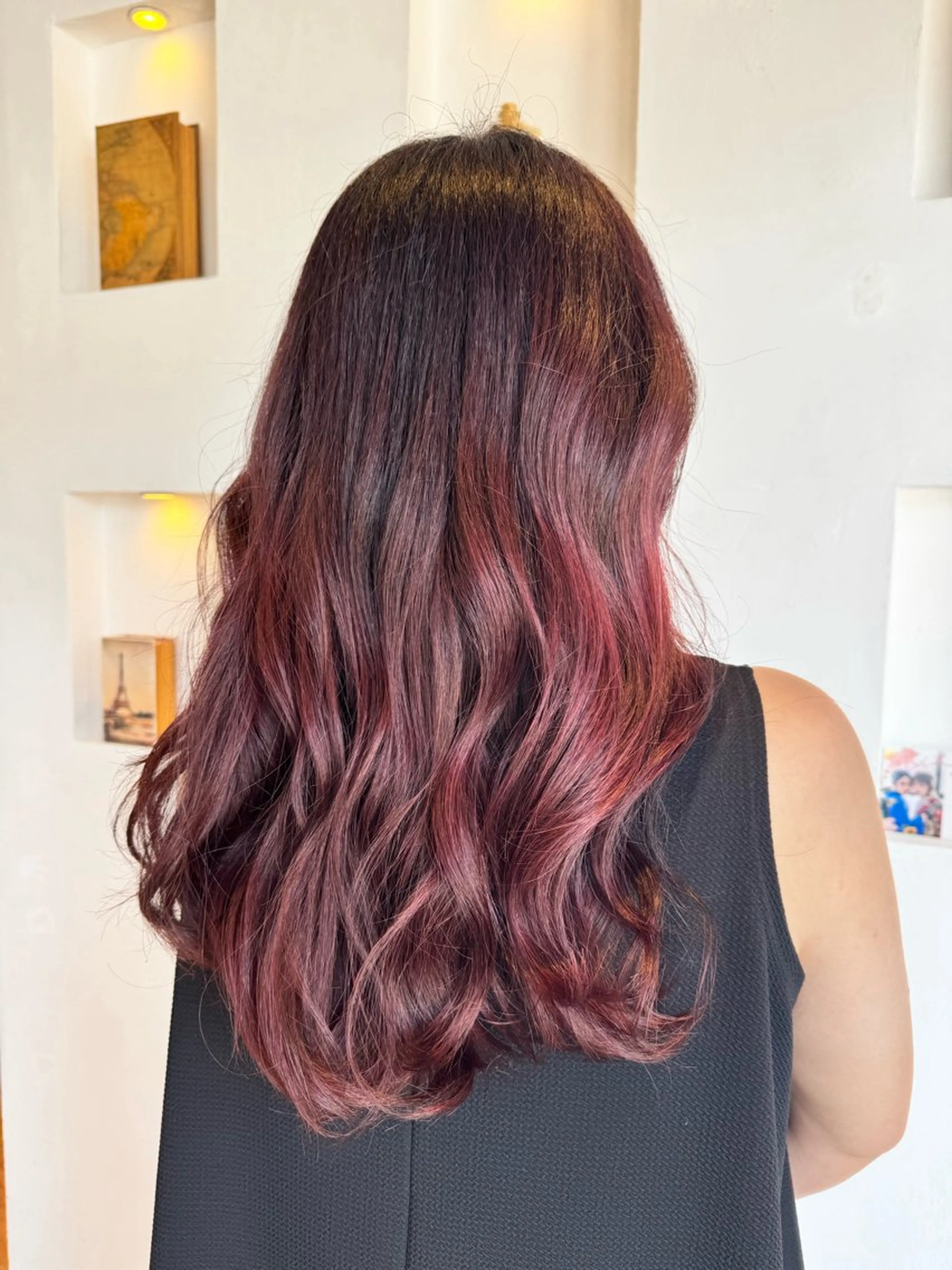 セミロング カラー ブラウンカラー ピンクカラー ピンクブラウン ヘアカラー ブランシェ神領店 稲垣 葵のヘアスタイル