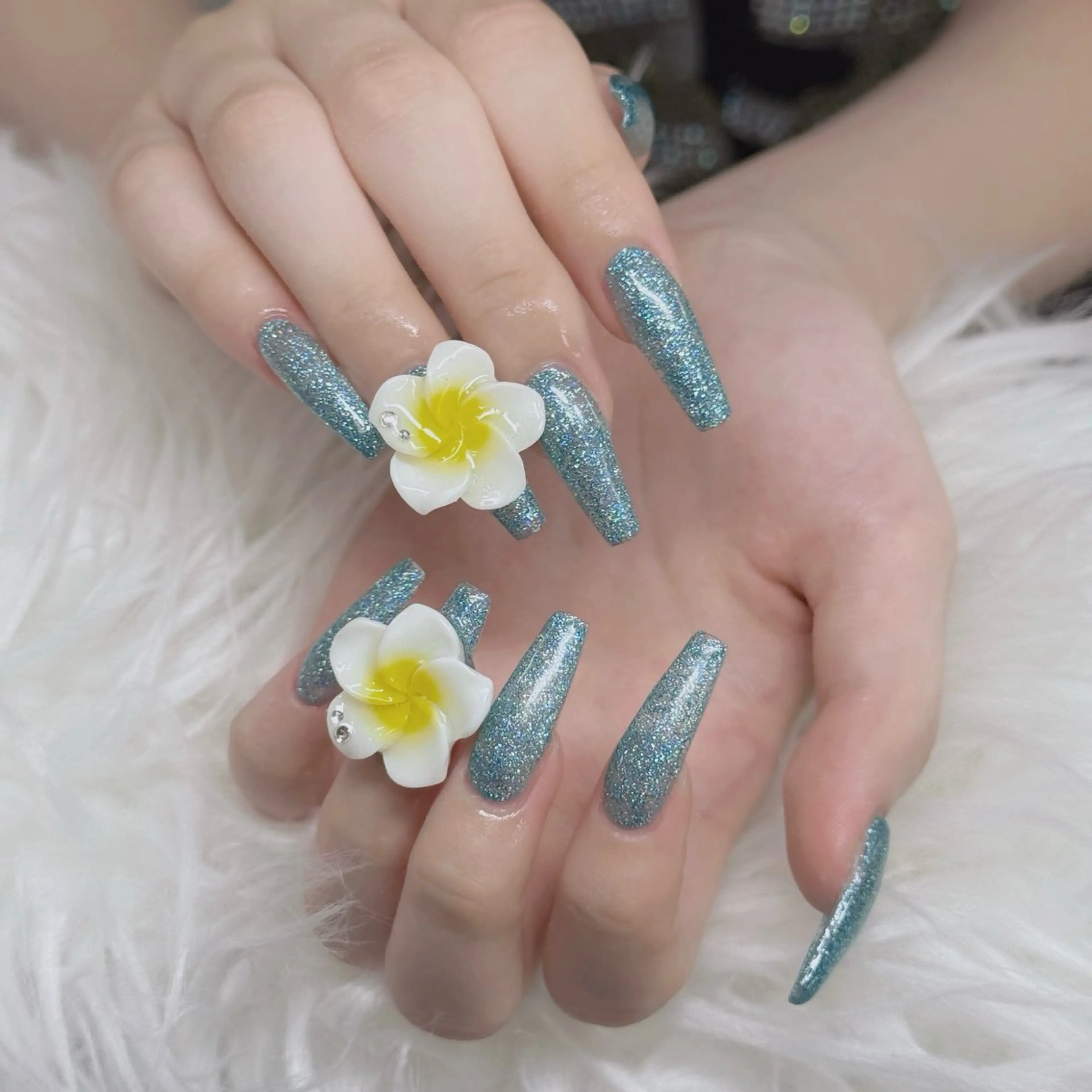 ネイル ロングネイル マグネットネイル リボン 夏ネイル スーパーロングネイル Hani nailsalonのネイルデザイン