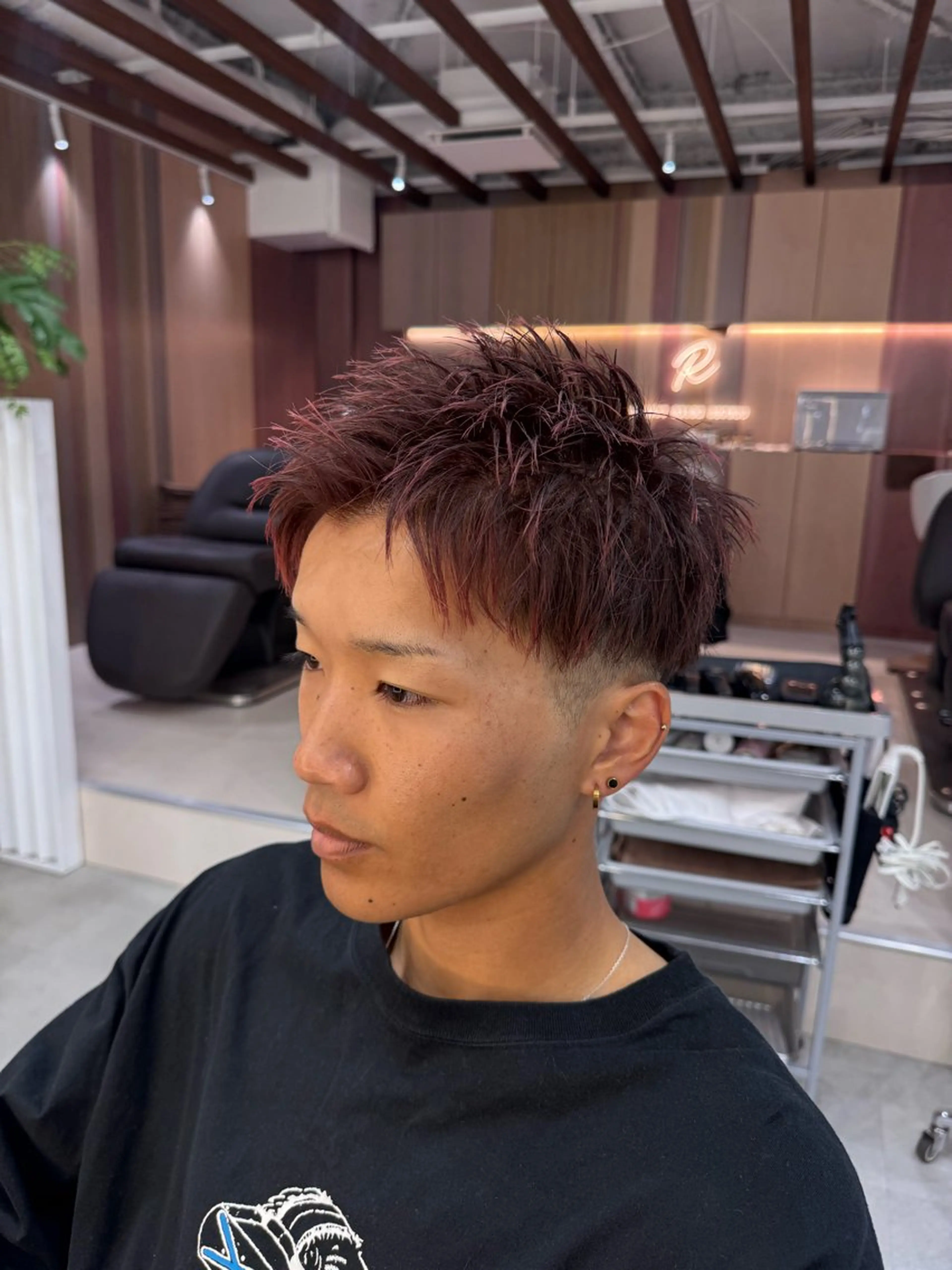 ショート カラー メンズ R/🤎 パーマ&ブリーチ🔥のヘアスタイル