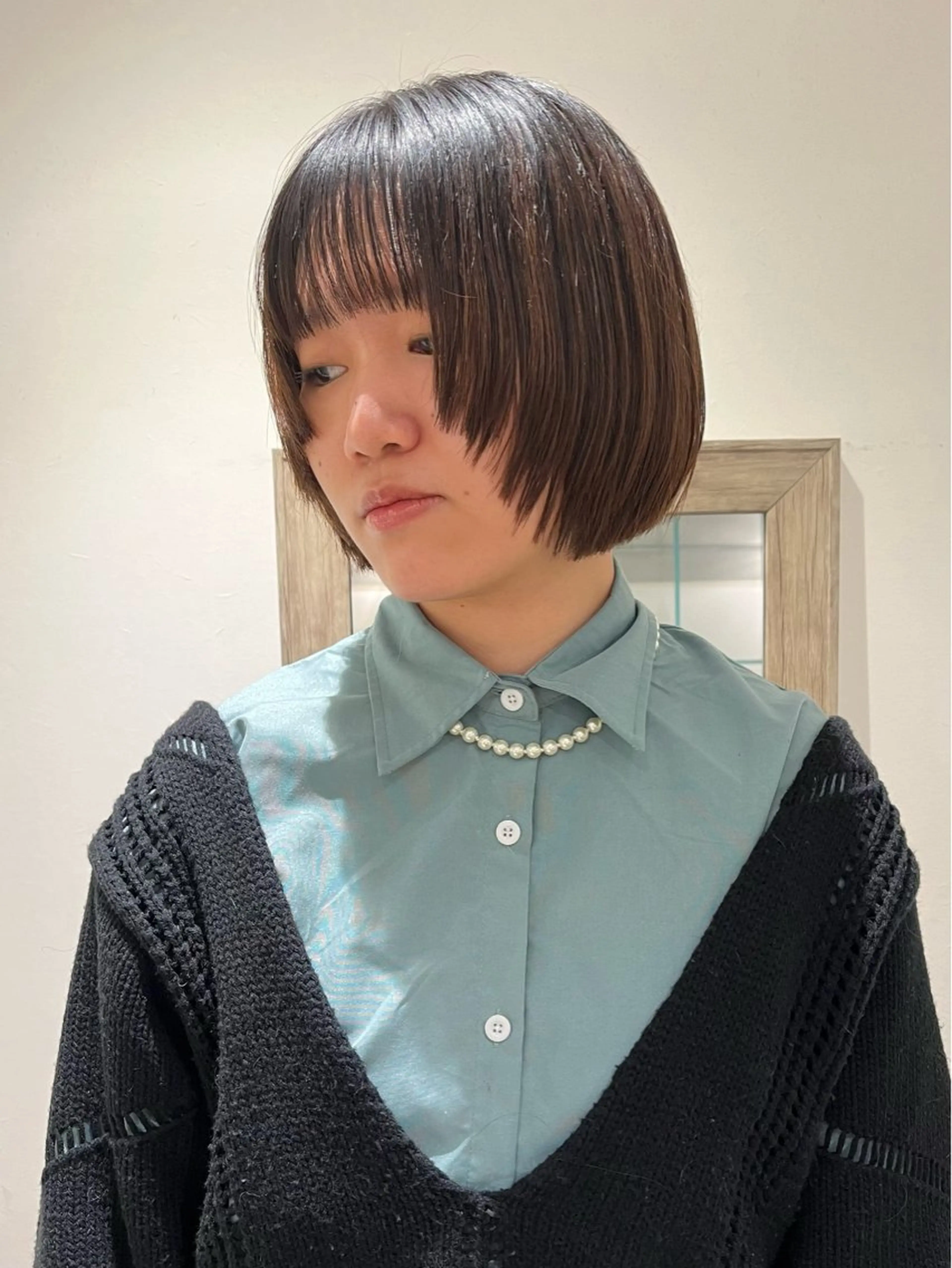 ショート カラー カット トリートメント 切りっぱなしボブ ×顔周り🌷江梨🍎のヘアスタイル
