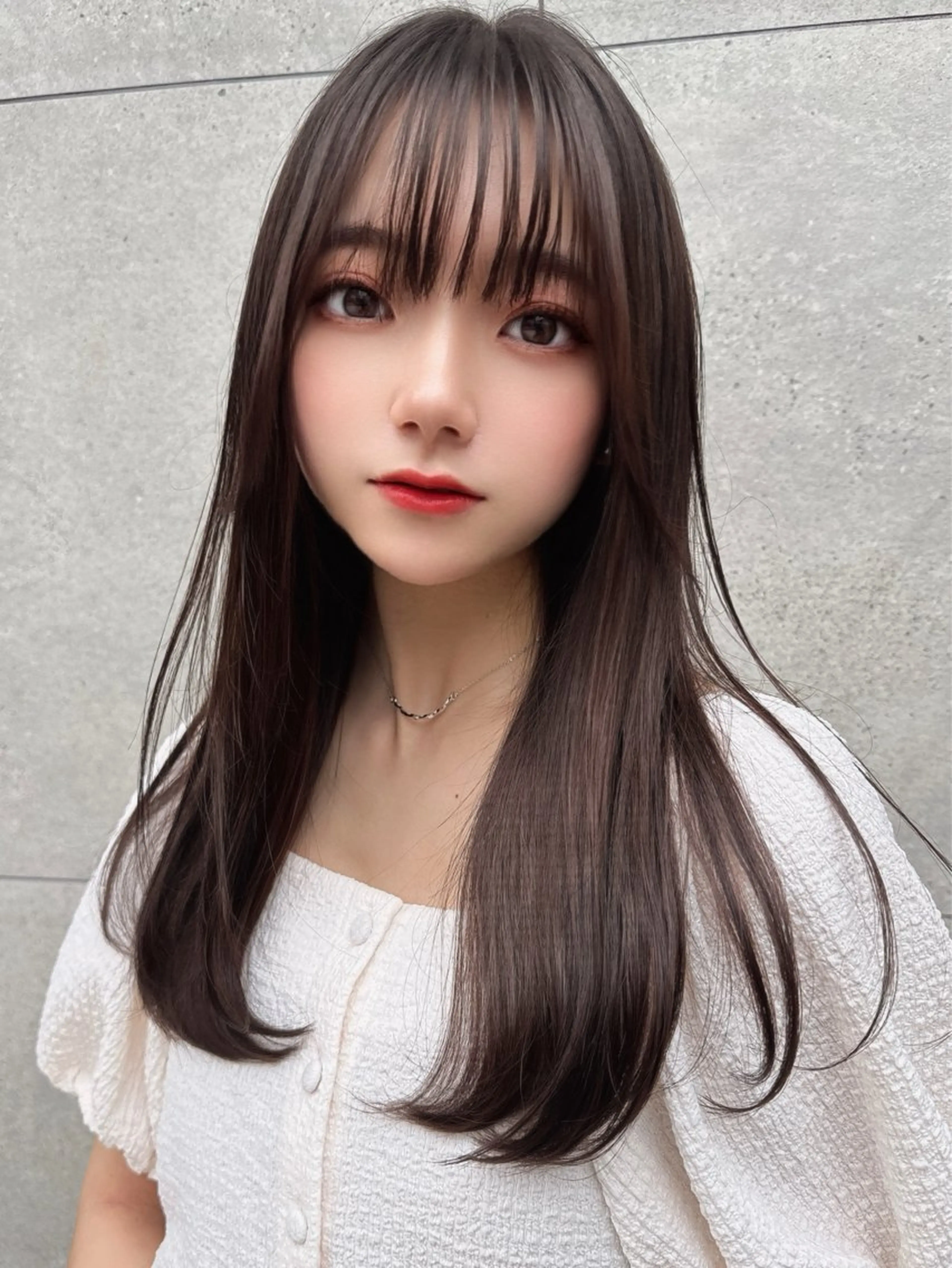 ミディアム カット ヘアカラー 縮毛矯正 トリートメント ❤️ブリーチなし💚 ダブルカラー平野実花のヘアスタイル