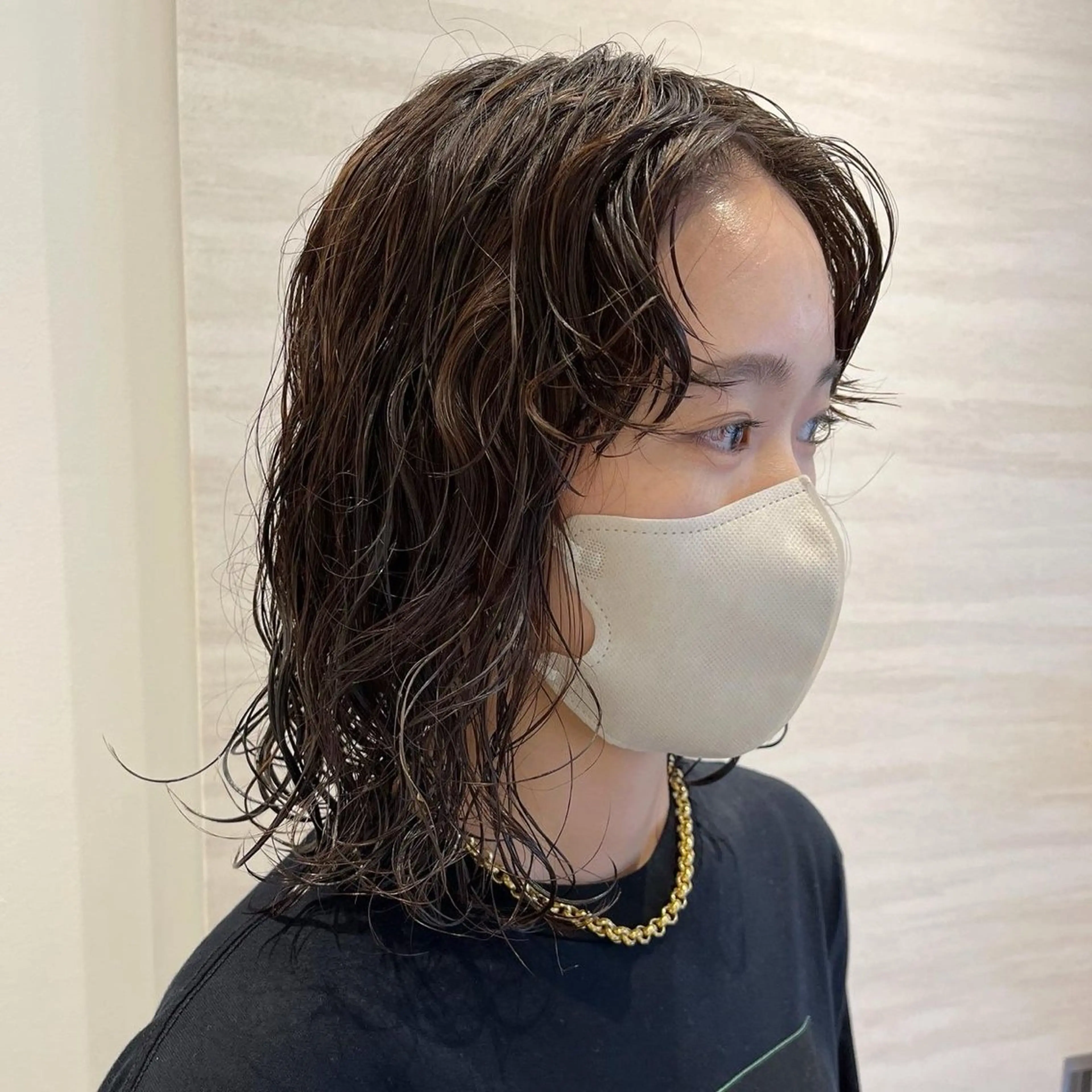 ミディアム カラー パーマ ミディアムパーマ ボブ カット ヘアカラー パーマ F． 〜エフ．〜中崎町のヘアスタイル