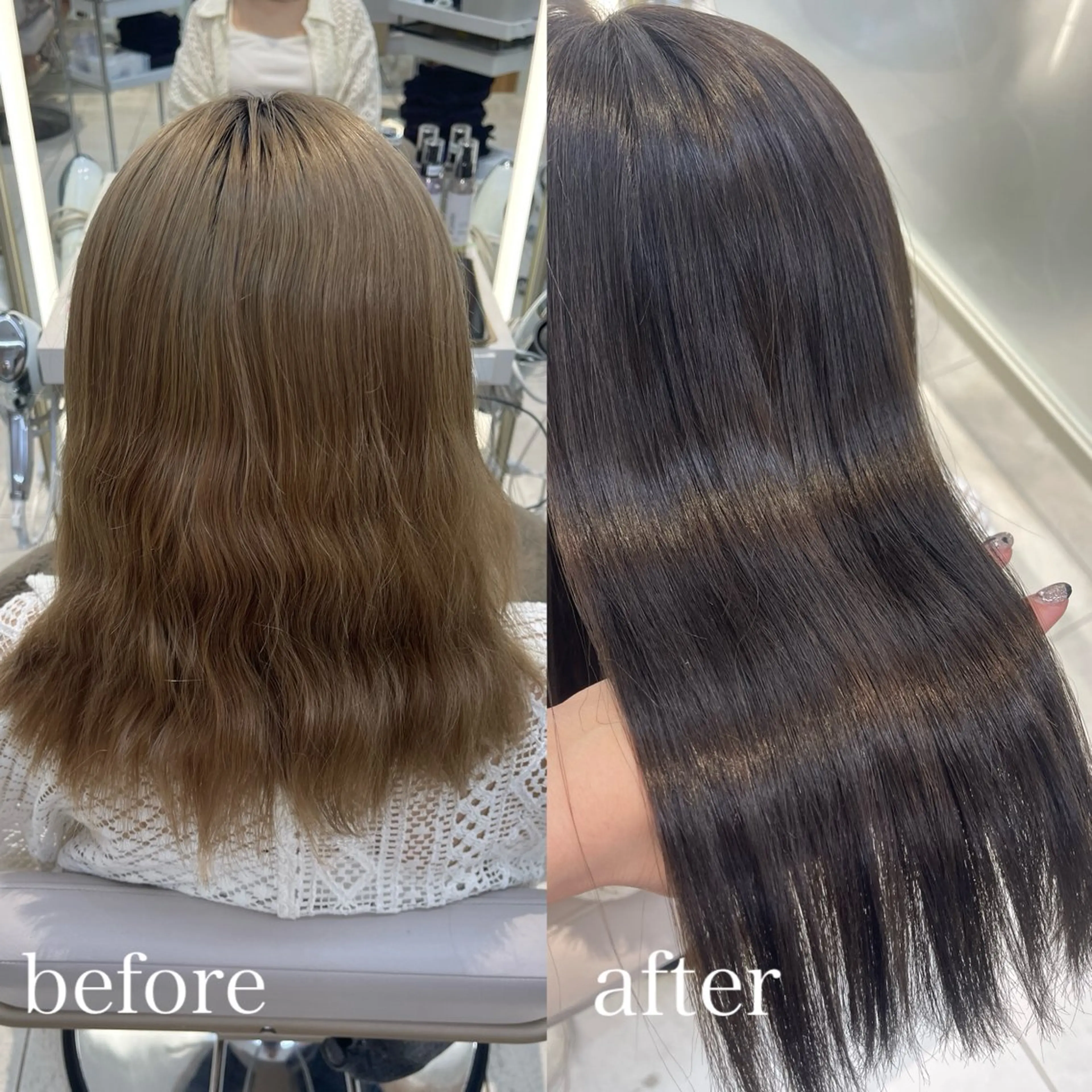 セミロング カラー Hina🤎ベージュ 、グレージュ🤎のヘアスタイル