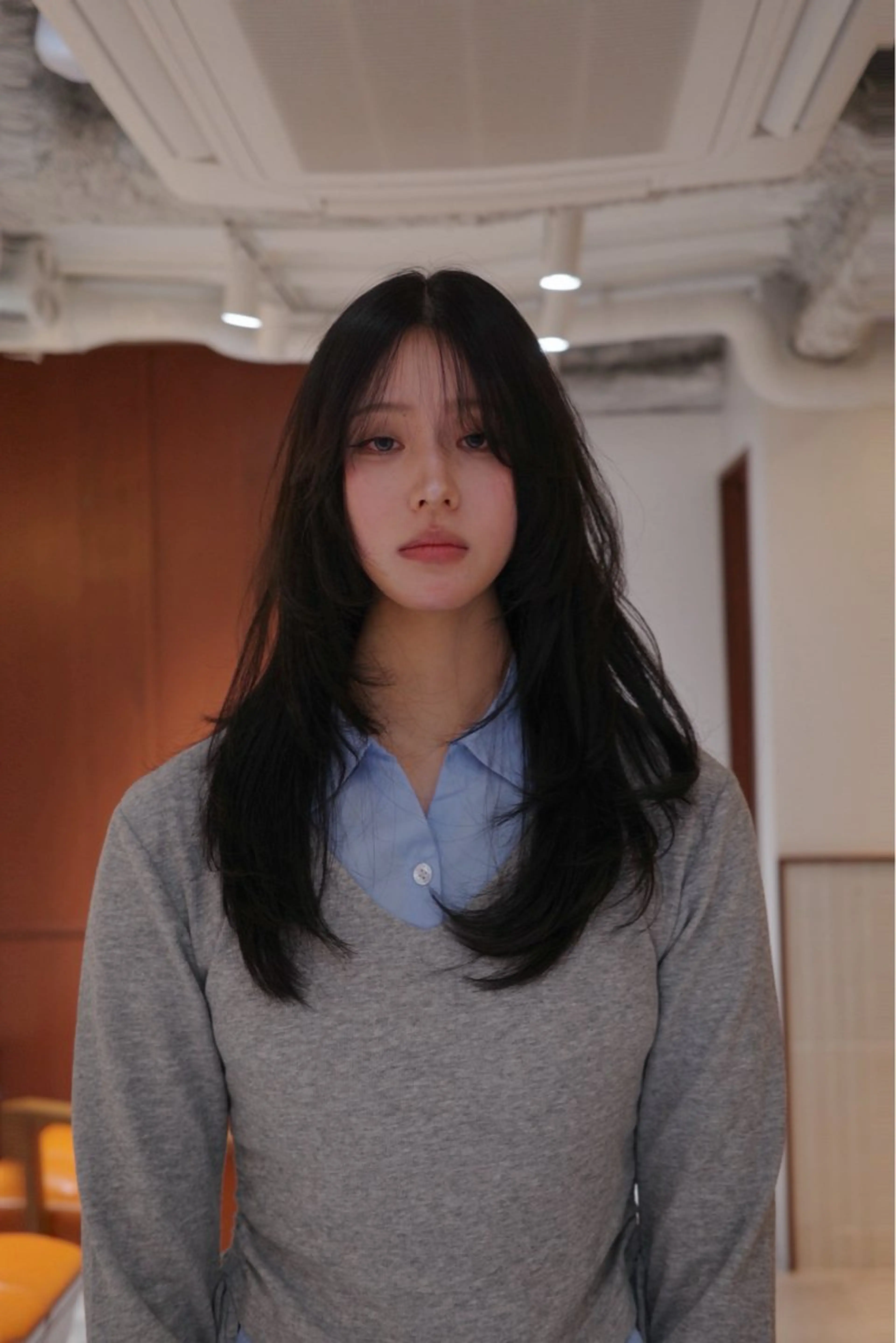 ロング カラー ヘアアレンジ 黒髪 ブルーカラー ブルーブラック レイヤーカット 縮毛矯正 カット ヘアカラー トリートメント opus 店長大和 レイヤー/赤み消しのヘアスタイル