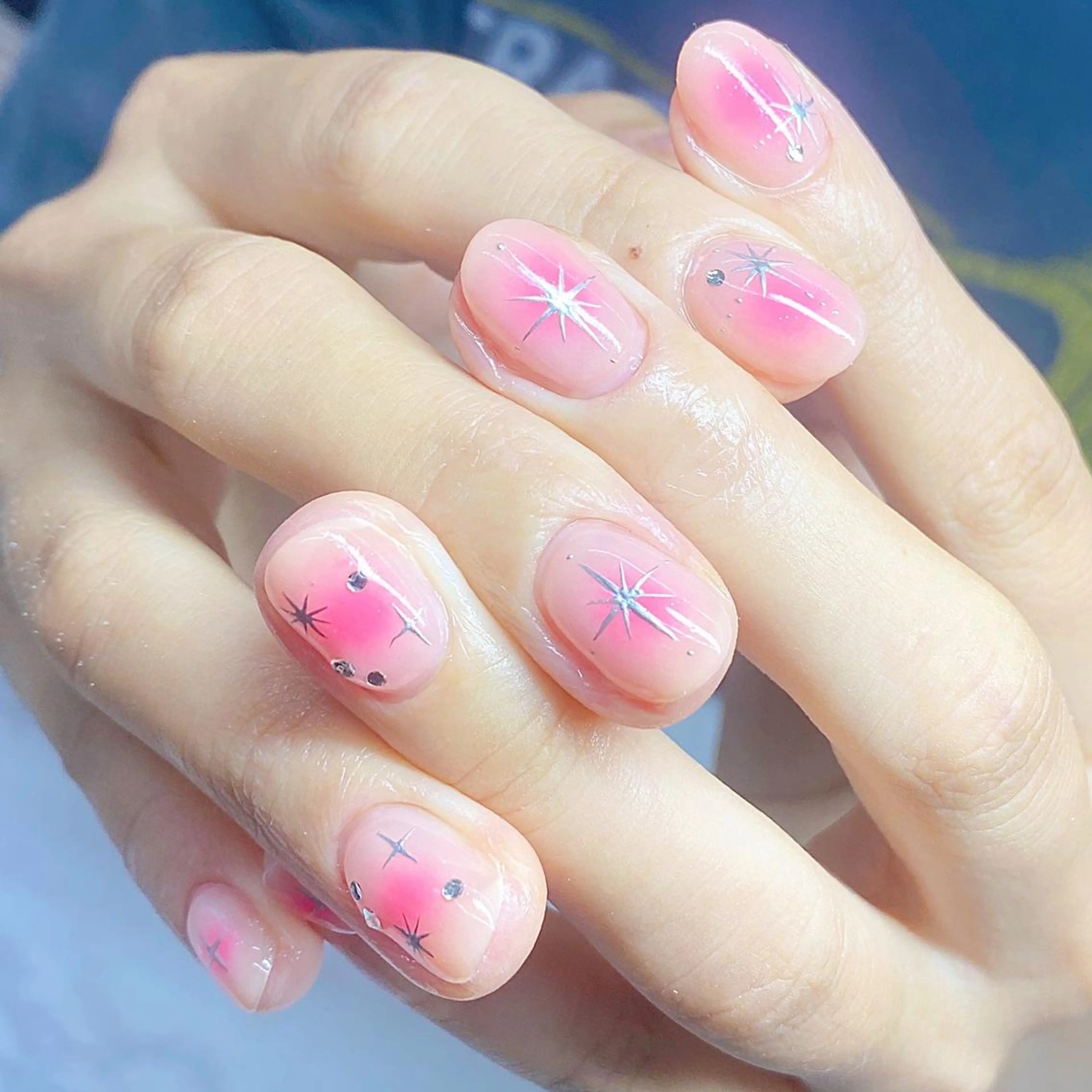 ネイル チークネイル ピンク ショートネイル ハンドネイル ハンドケア 💐ka yo💐（東白楽）のネイルデザイン