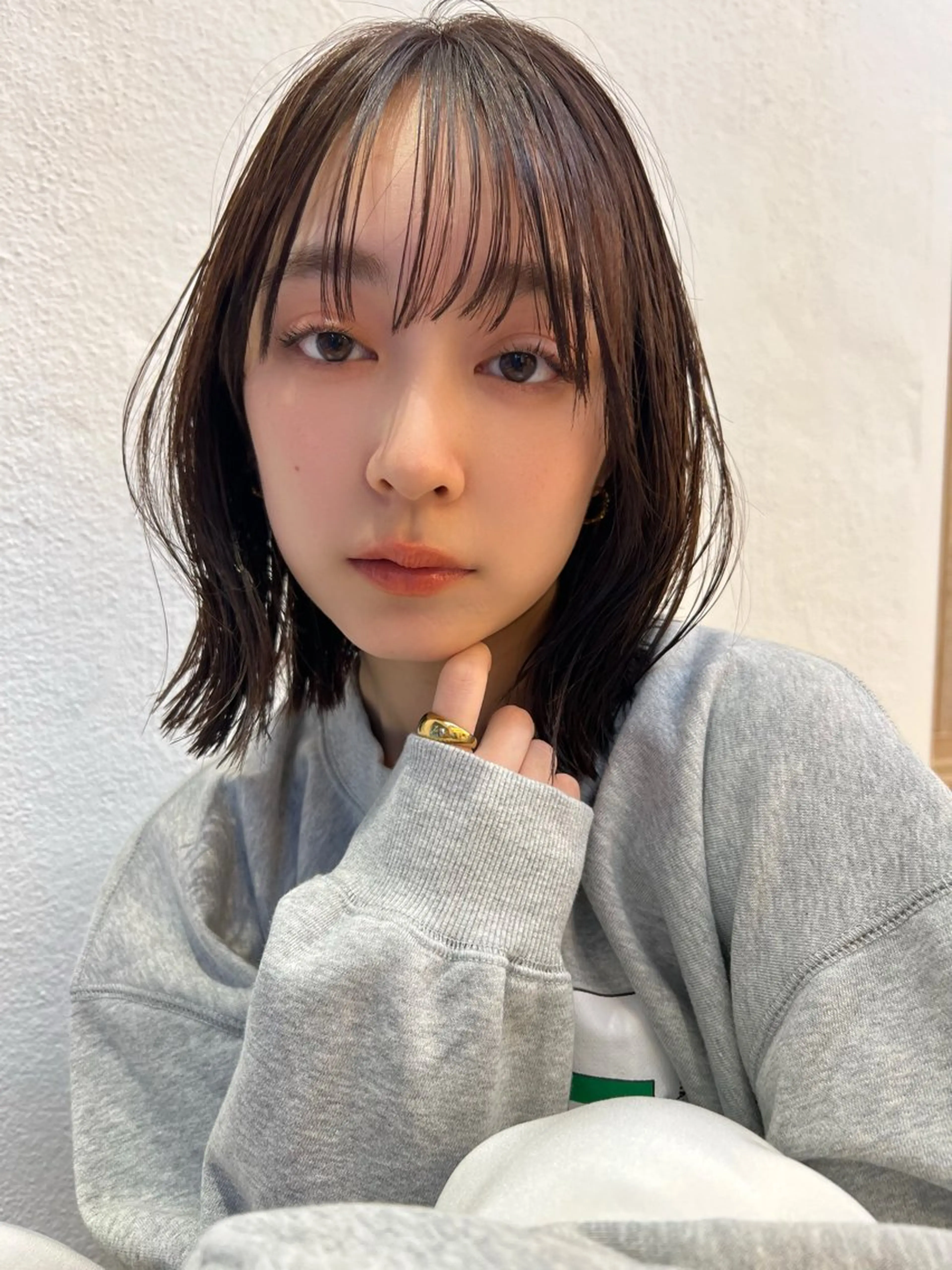 ミディアム カラー カット ヘアカラー トリートメント ツキノキ ミナのヘアスタイル