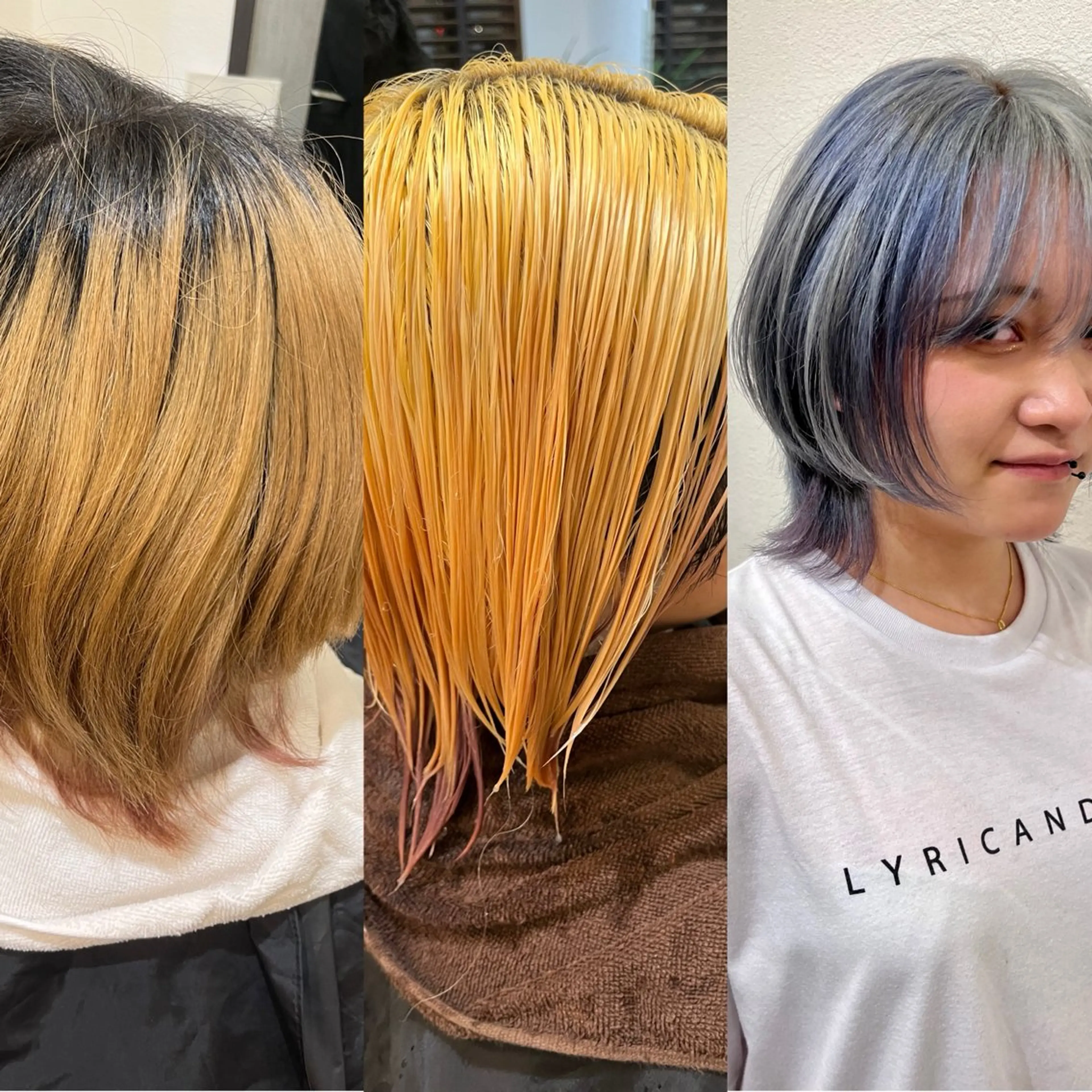 ミディアム カラー ベージュカラー ブリーチ ブルーカラー 多幸感カラー💖 姫汝のヘアスタイル