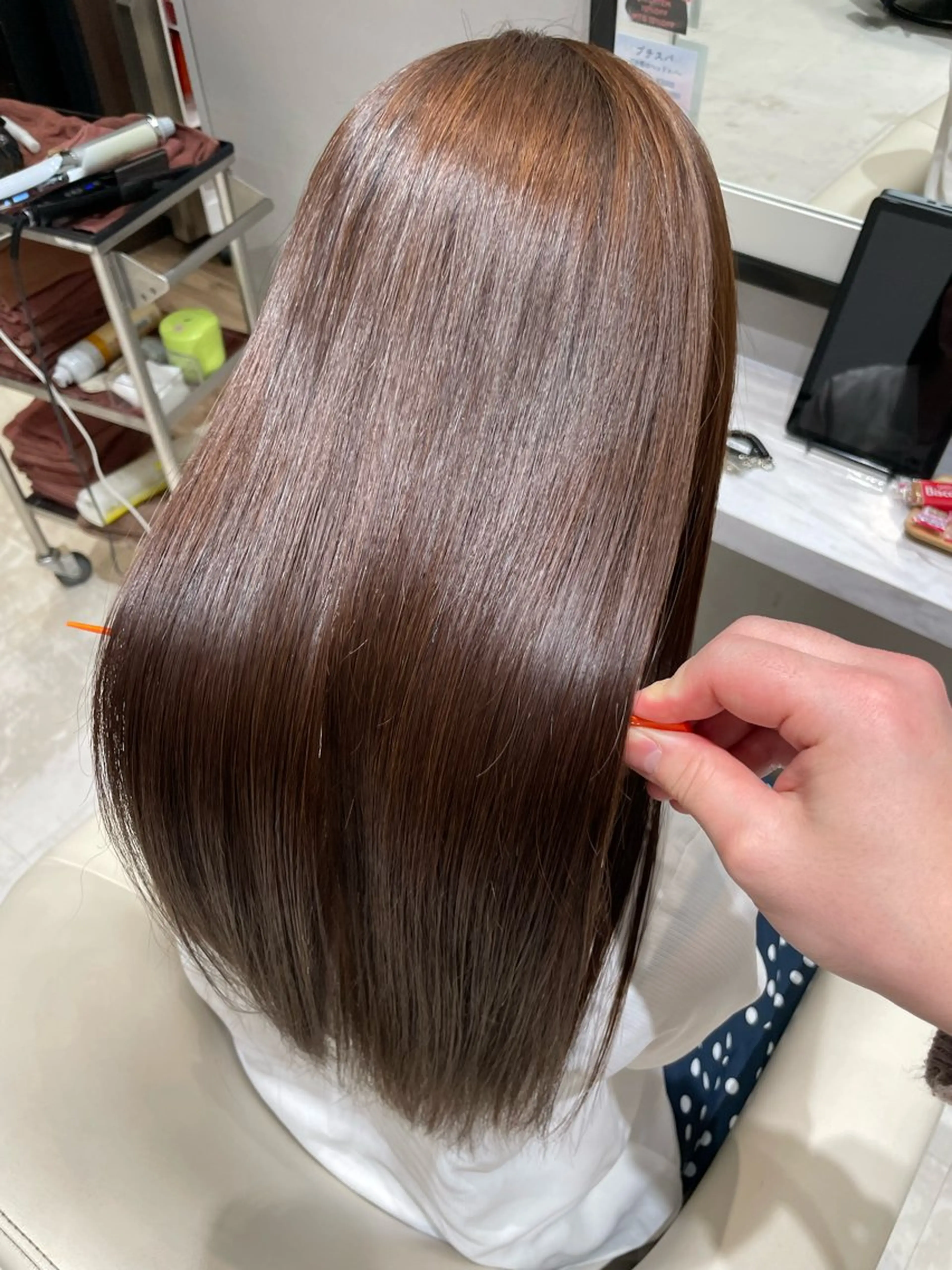 ロング パーマ 縮毛矯正 トリートメント k-two✨たき艶感 カラー／美髪矯正のヘアスタイル