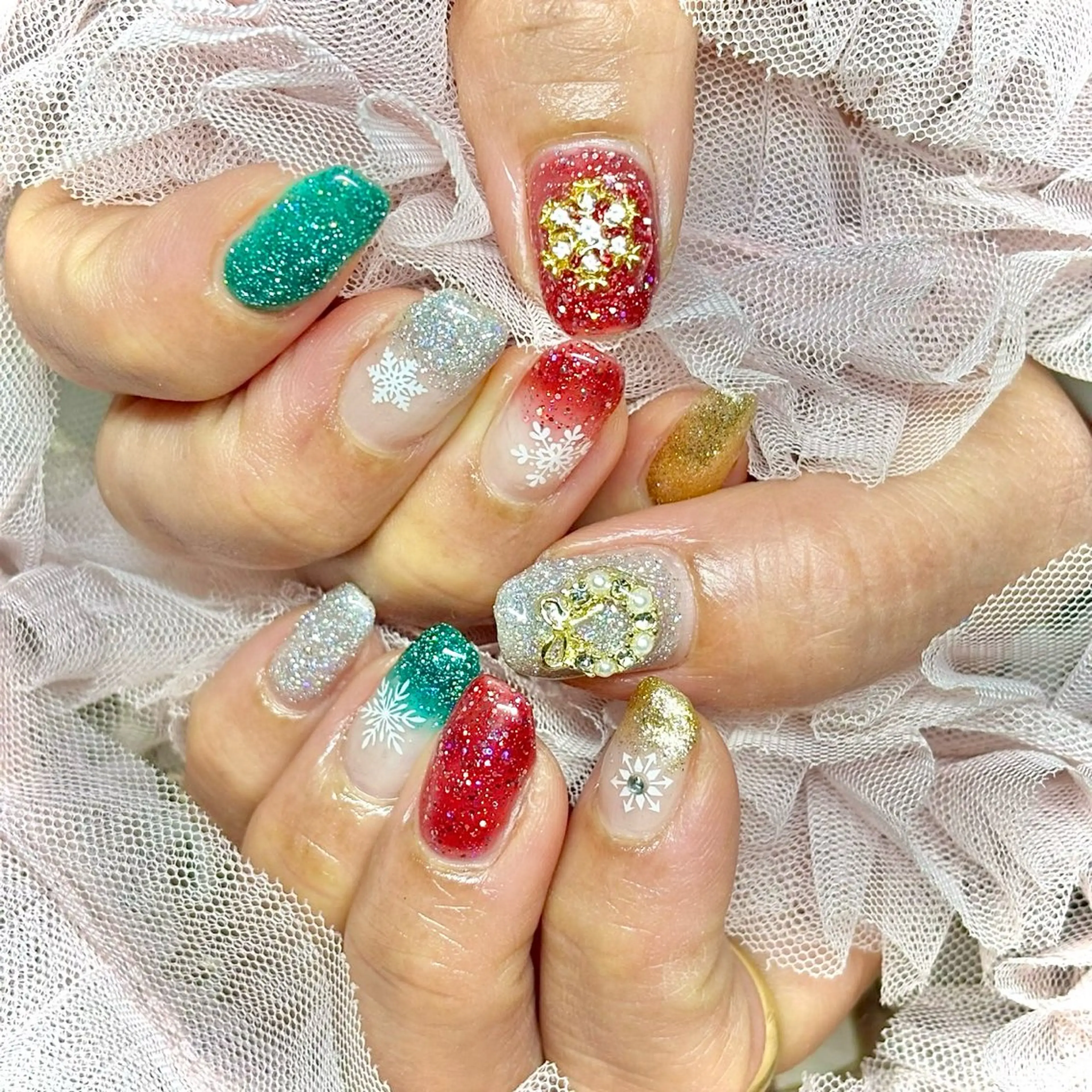 ネイル フットネイル 韓国ネイル ワンホンネイル 冬ネイル クリスマス miminon 自宅ネイルサロンのネイルデザイン