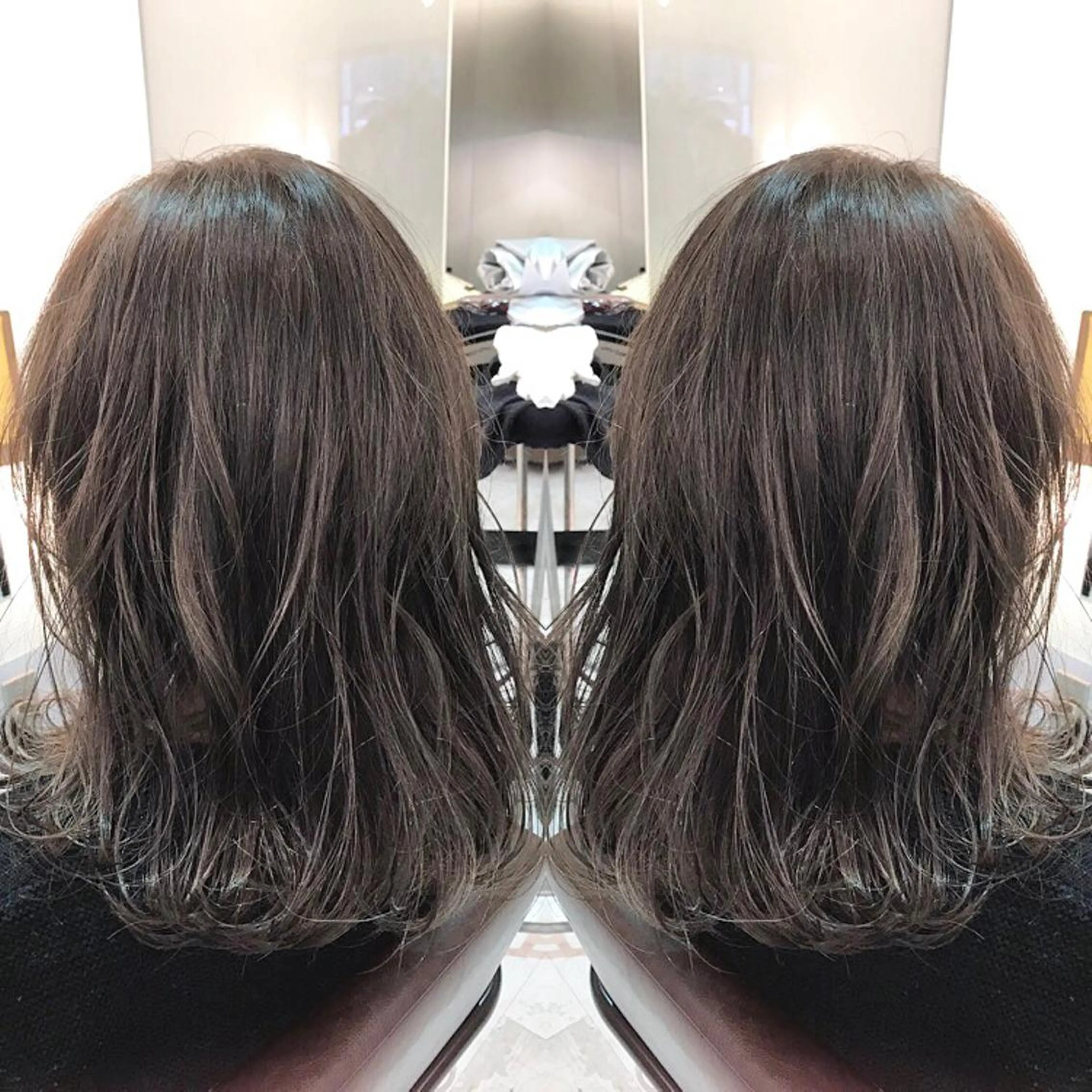 ミディアム カラー グレージュ ハイライトカラー ハイライト 青木 茂樹⭐️ 透明感カラーのヘアスタイル