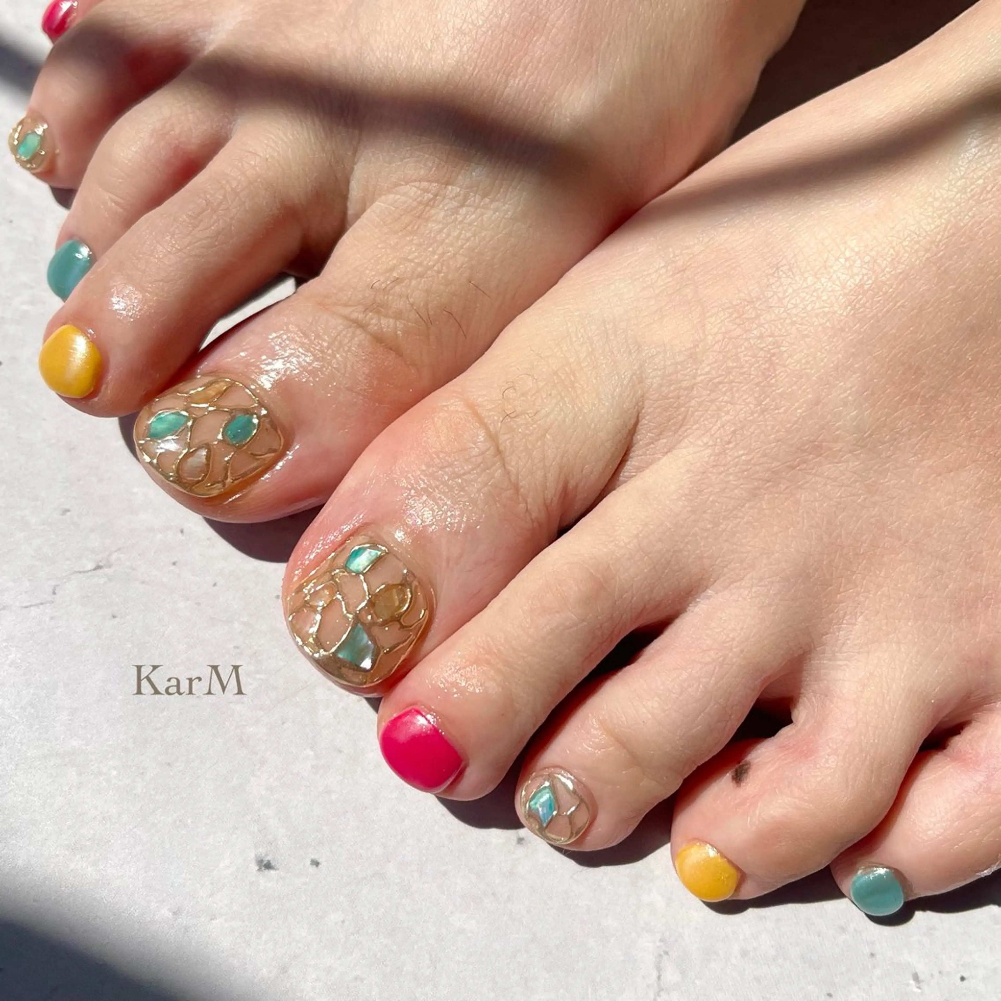 ネイル オーロラネイル チークネイル フラッシュネイル フットネイル フレンチネイル フットネイル ogino karinのネイルデザイン