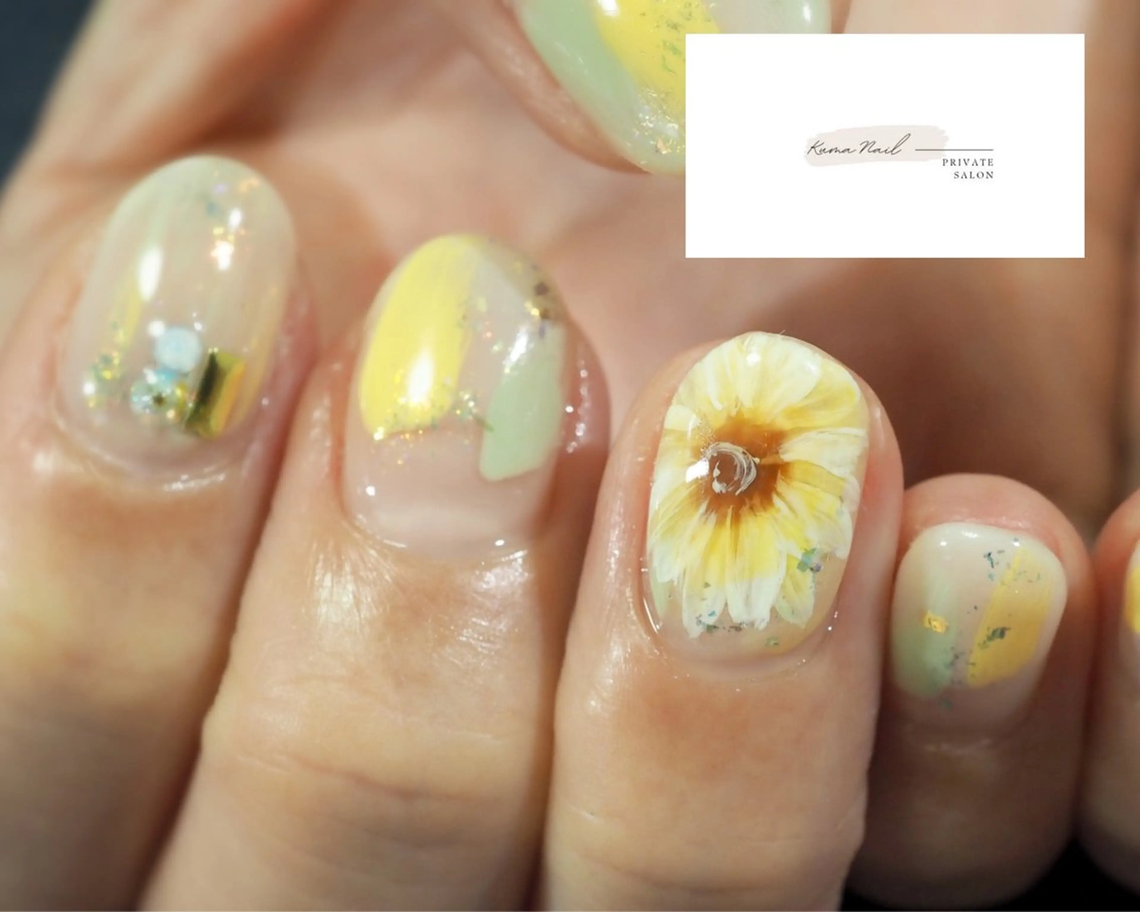 ネイル フラワーネイル キラキラネイル 夏ネイル 藤が丘/守山/長久手 Kuma Nailのネイルデザイン