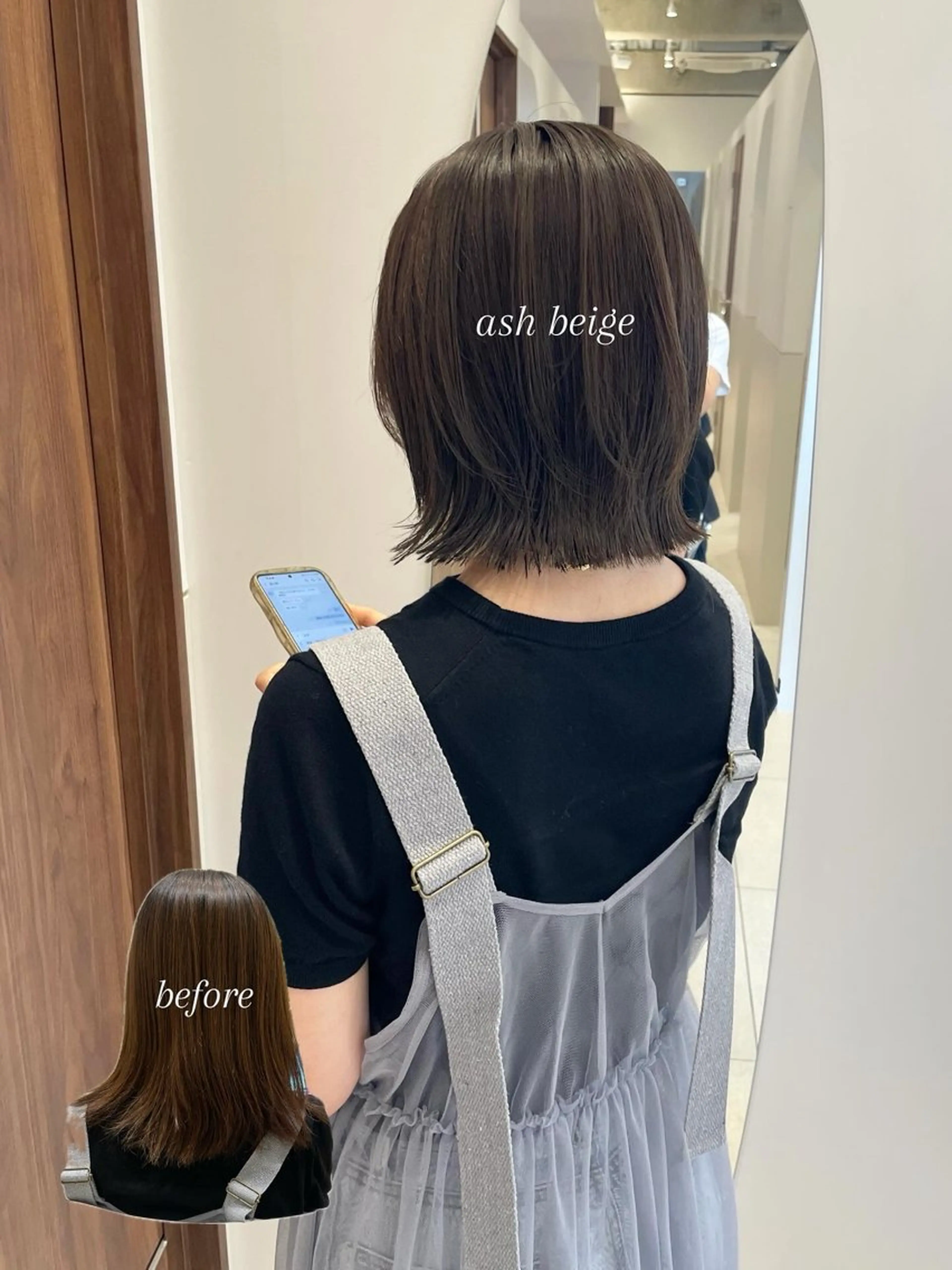 ショート カラー ボブレイヤー 透明感カラー ボブ レイヤーカット カット ヘアカラー トリートメント SALOWIN 武蔵小杉所属・岩田菜央 《武蔵小杉》のヘアスタイル