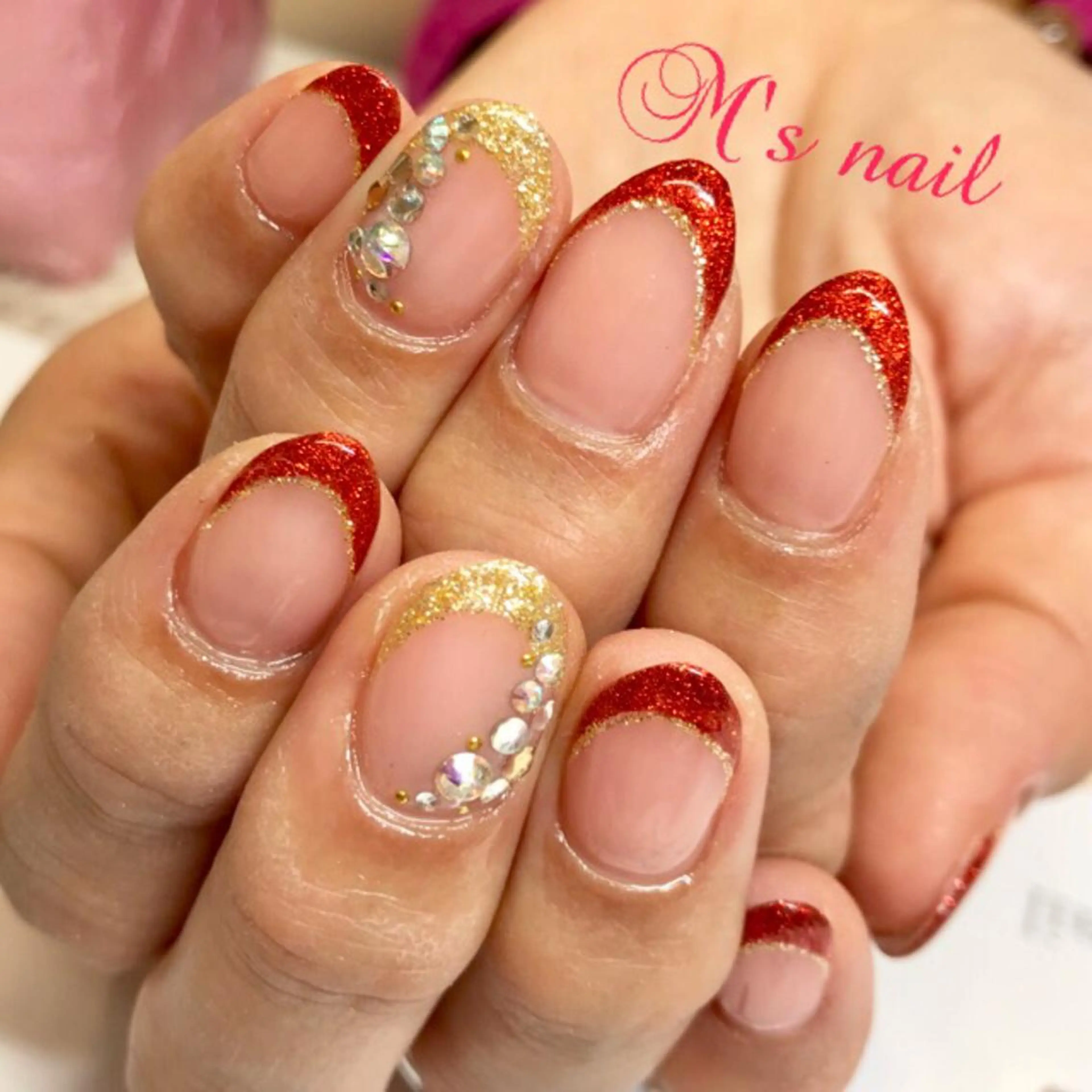ネイル フレンチネイル キラキラネイル M's nail所属・M's nail ..のネイルデザイン