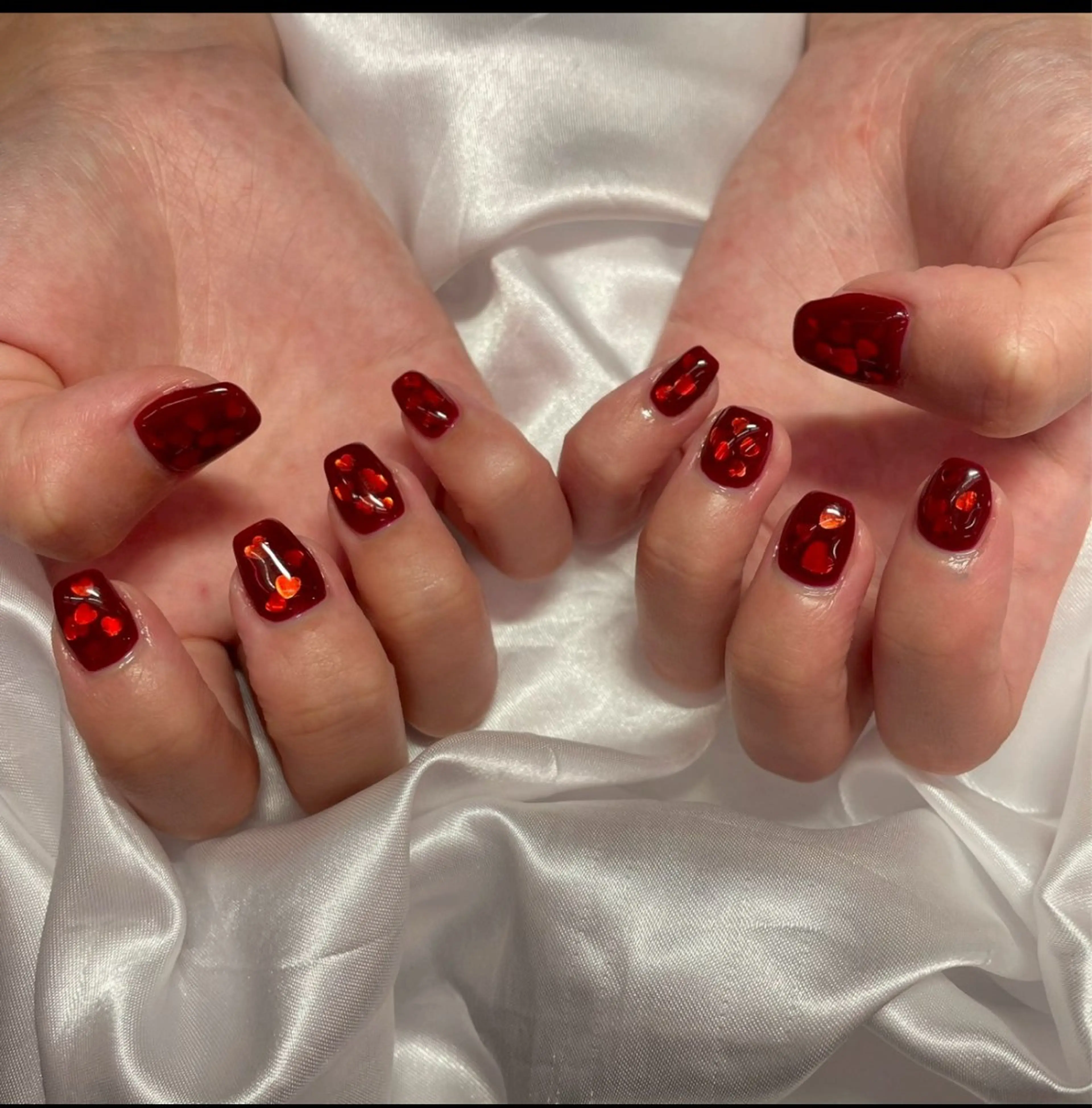 ネイル ハート キラキラネイル WOLTOKYO 池袋mikaのネイルデザイン