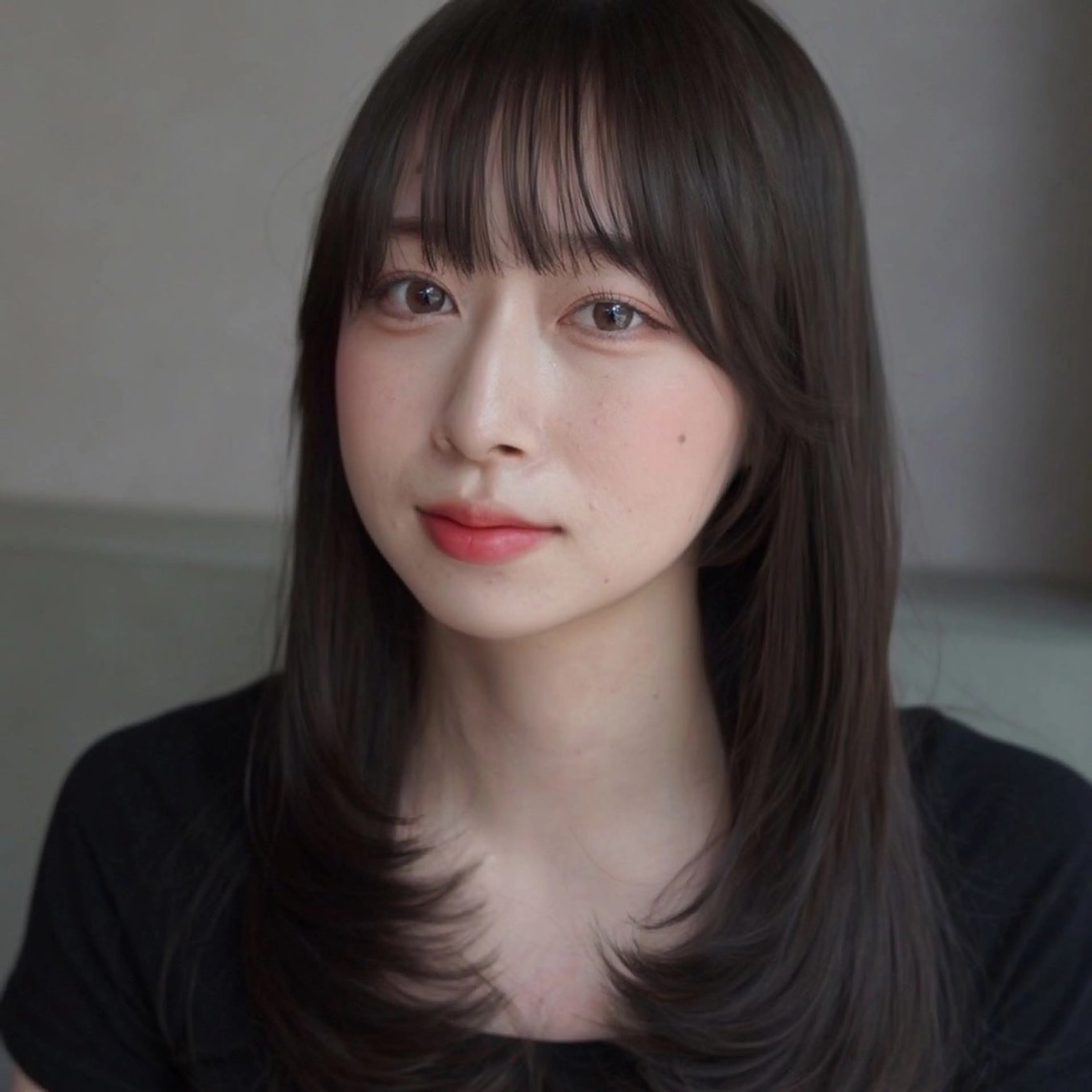 セミロング カラー 髪質改善 韓国風ヘア レイヤーカット 縮毛矯正 カット レイヤーカット/ くびれヘア佐藤大空のヘアスタイル