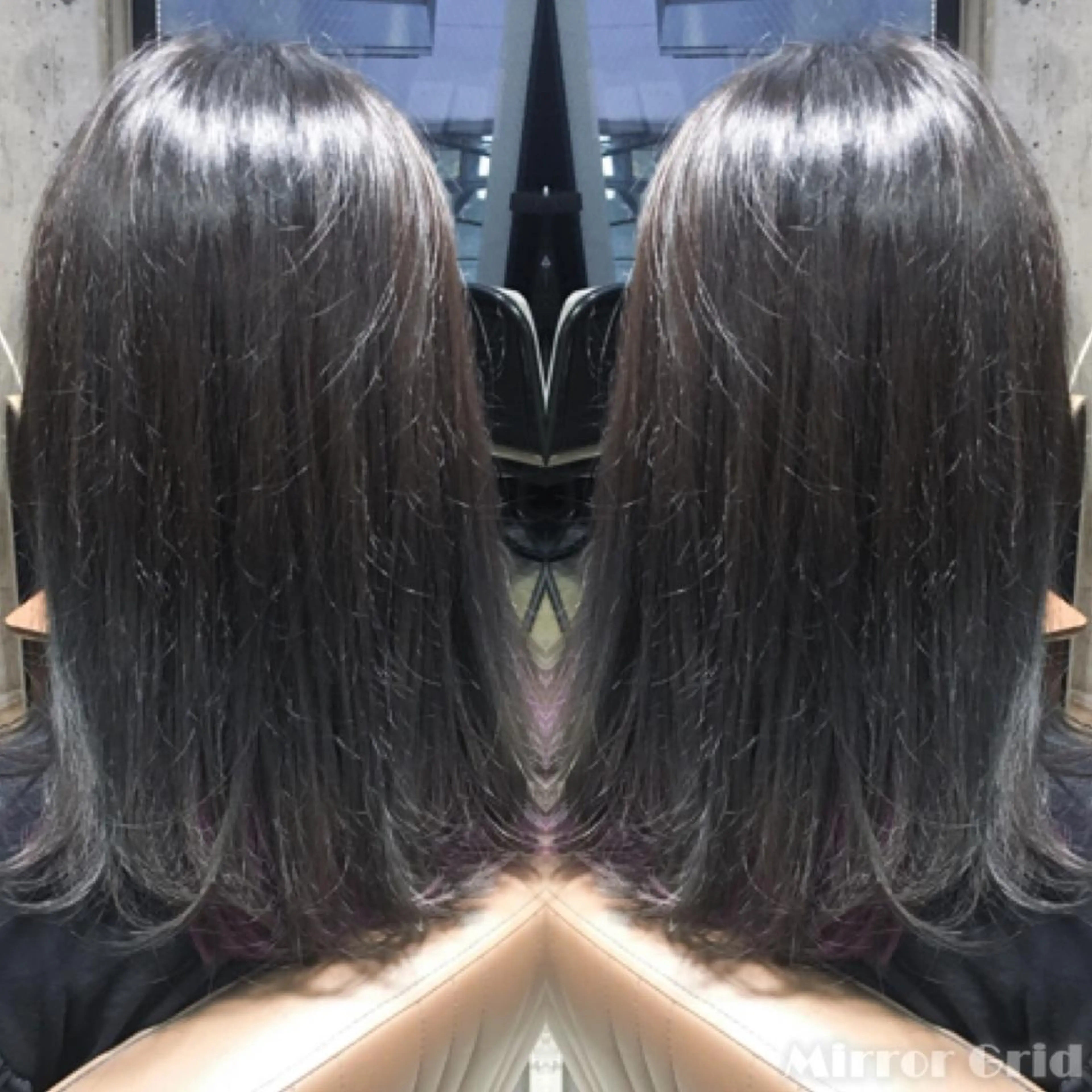 セミロング カラー ダークグレー パープルカラー 北條 優輝のヘアスタイル