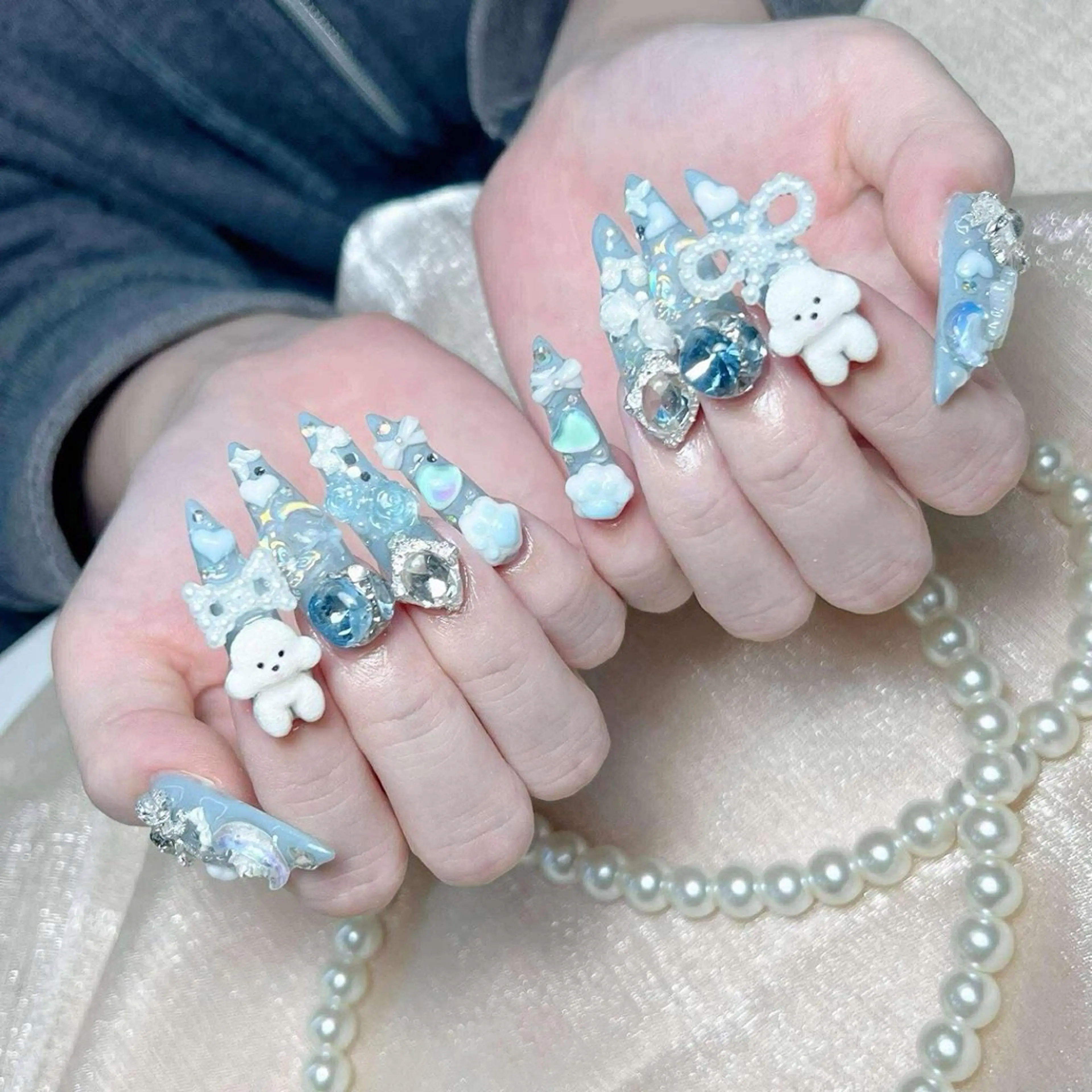 ネイル アートネイル フレンチネイル ジェルネイル キラキラネイル 韓国ネイル ハンドネイル Nova Nail Nambaのネイルデザイン