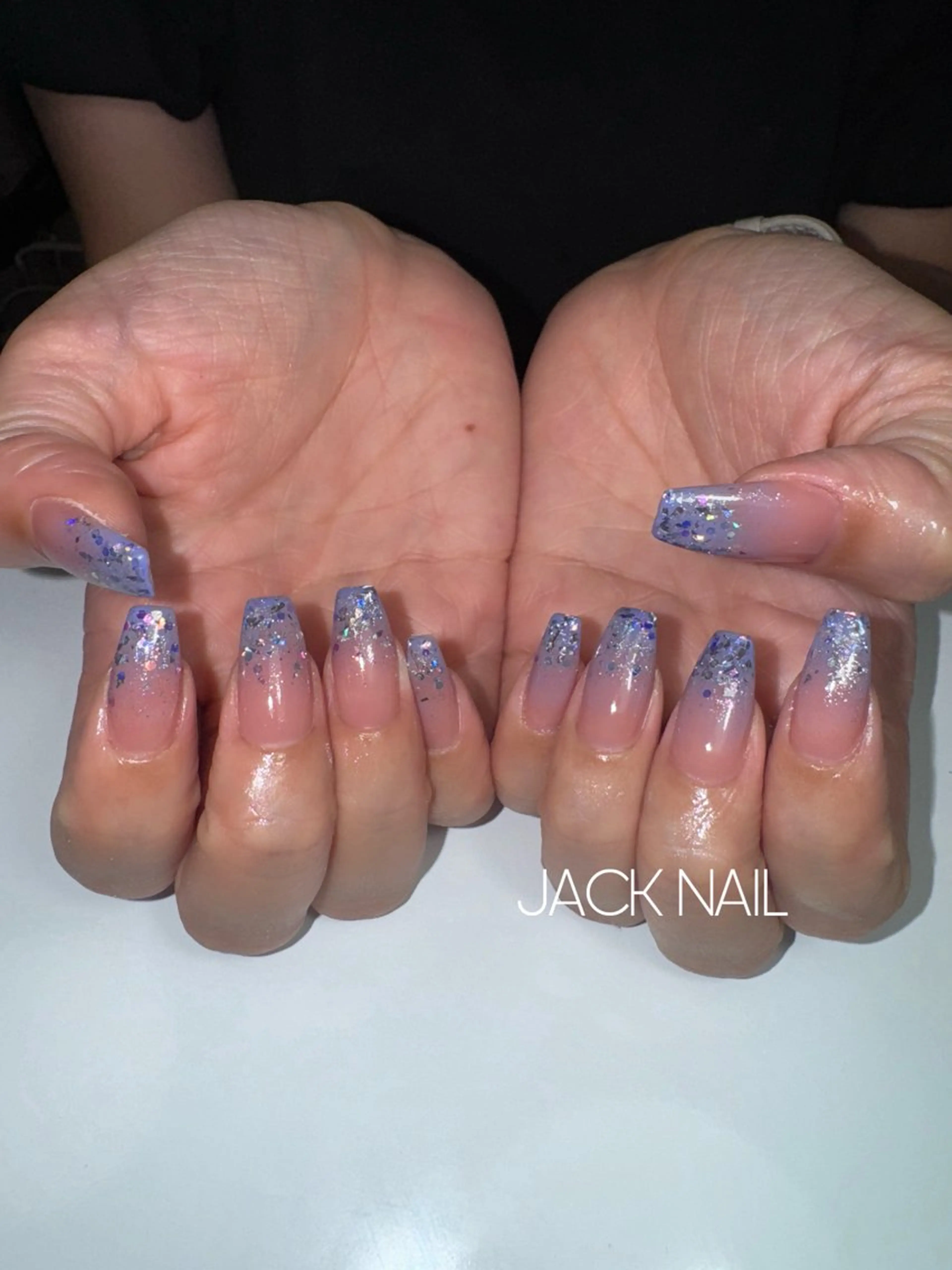 ネイル フレンチネイル ラメ(グリッター) JACK NAIL 💜Ayakaのネイルデザイン