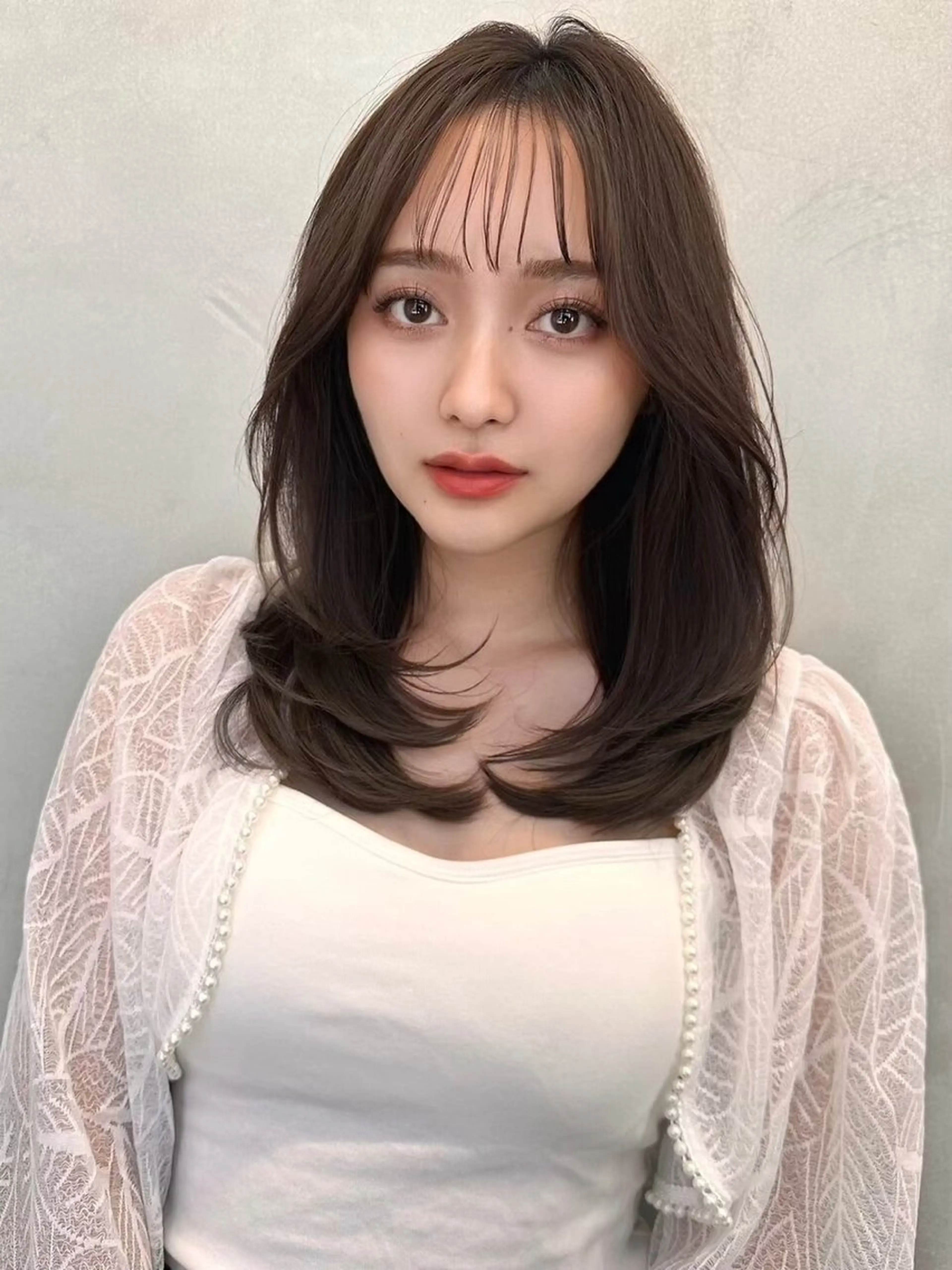 セミロング カラー 髪質改善 韓国風ヘア カット ヘアカラー トリートメント 大宮韓国風レイヤー 吉田こうすけのヘアスタイル
