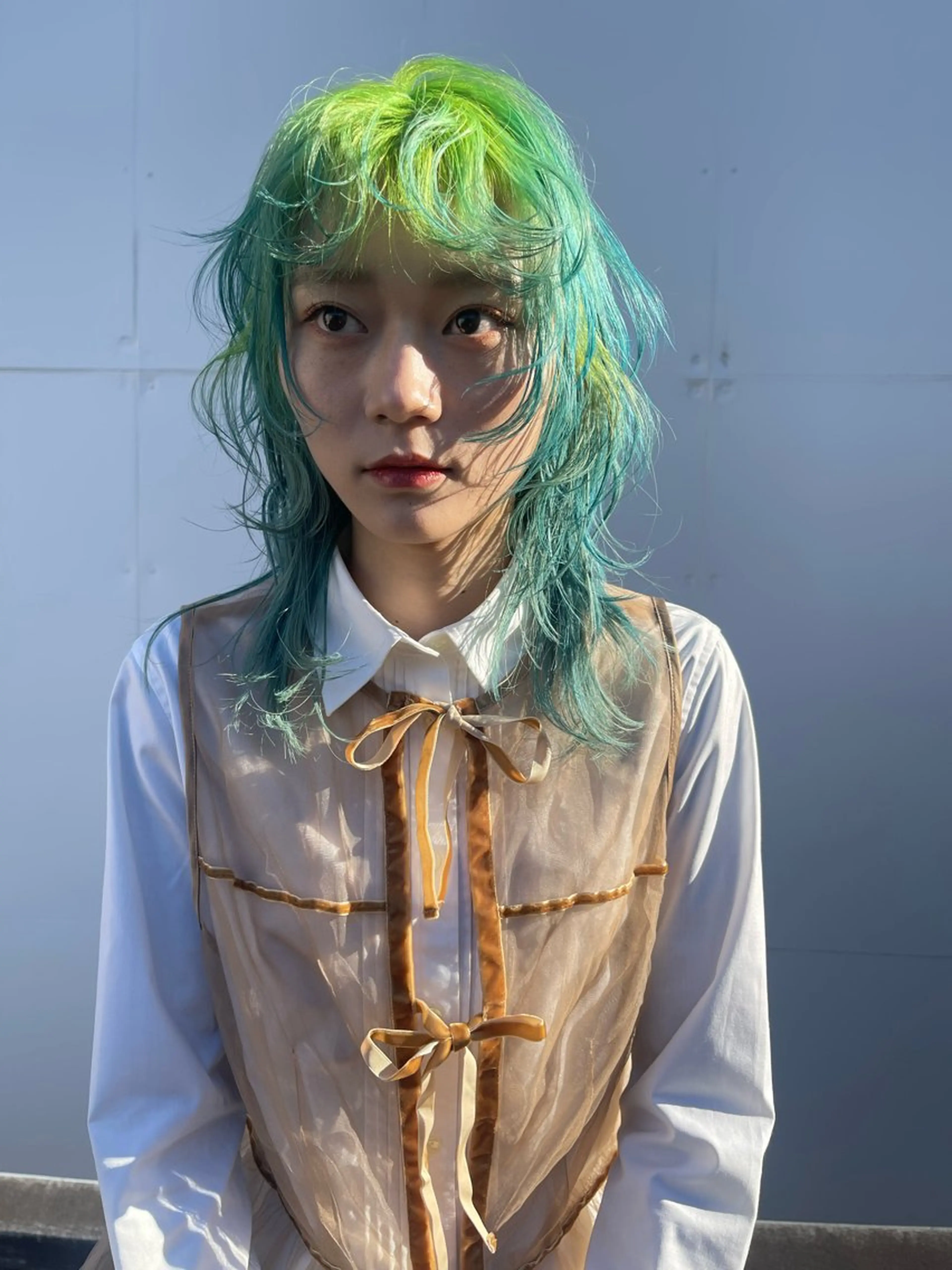 ミディアム カラー デザインカラー ウルフカット ヘアカラー トリートメント AiM 大名のヘアスタイル