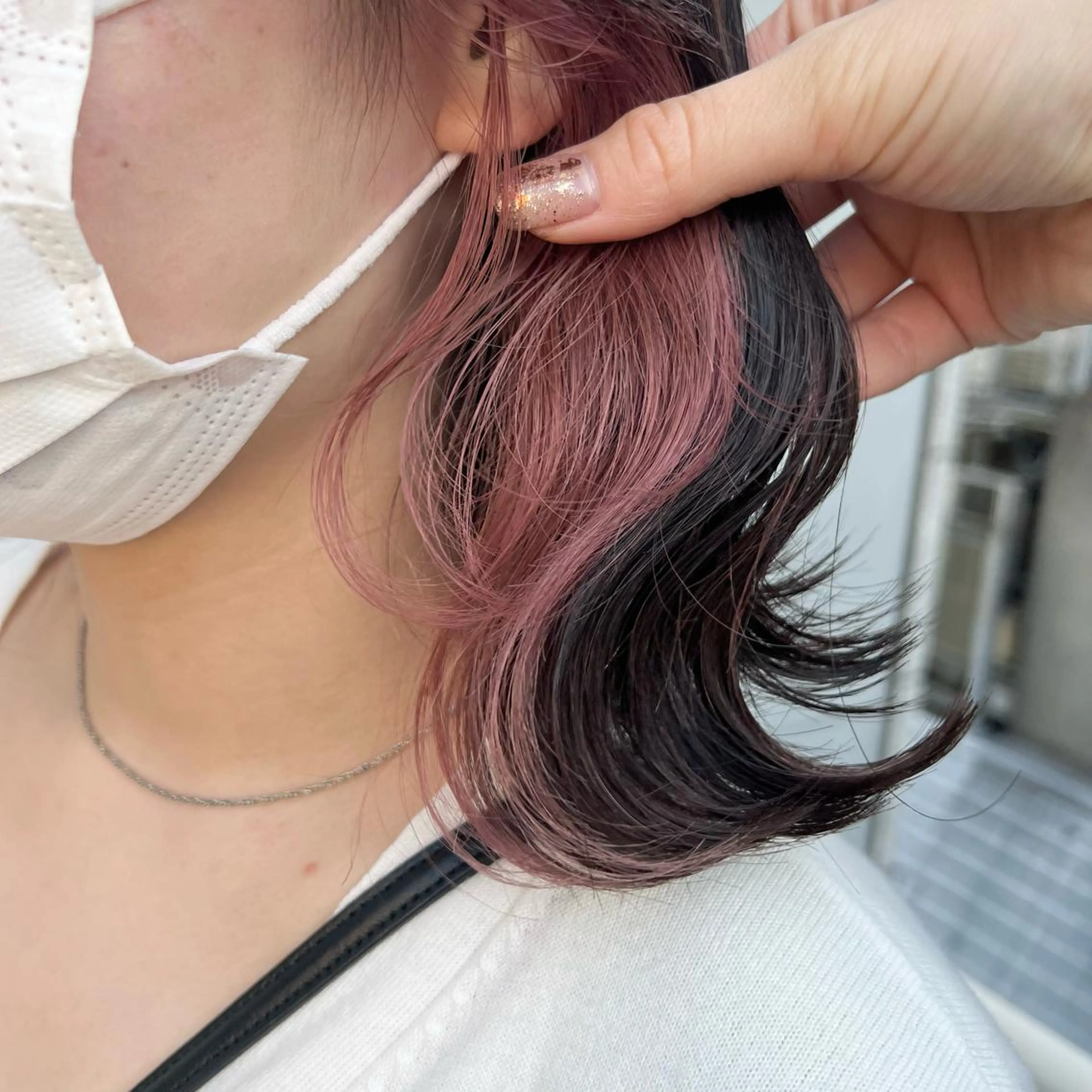 ミディアム カラー イヤリングカラー 🌹似合わせカラー/ 酸性縮毛🌹野本麗奈のヘアスタイル