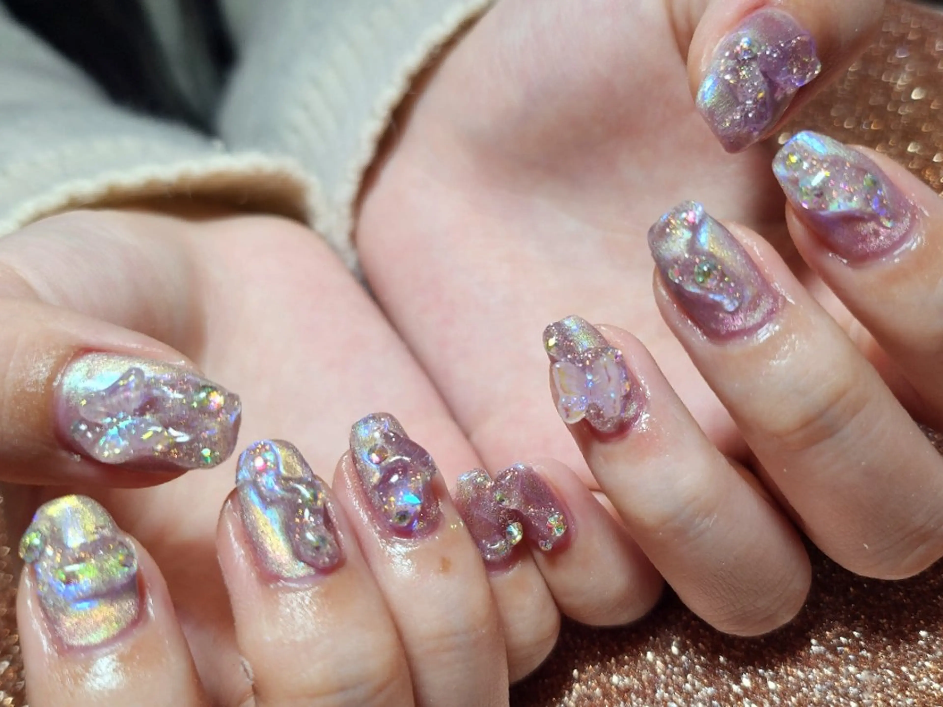 ネイル オーロラネイル 💜bora .のネイルデザイン