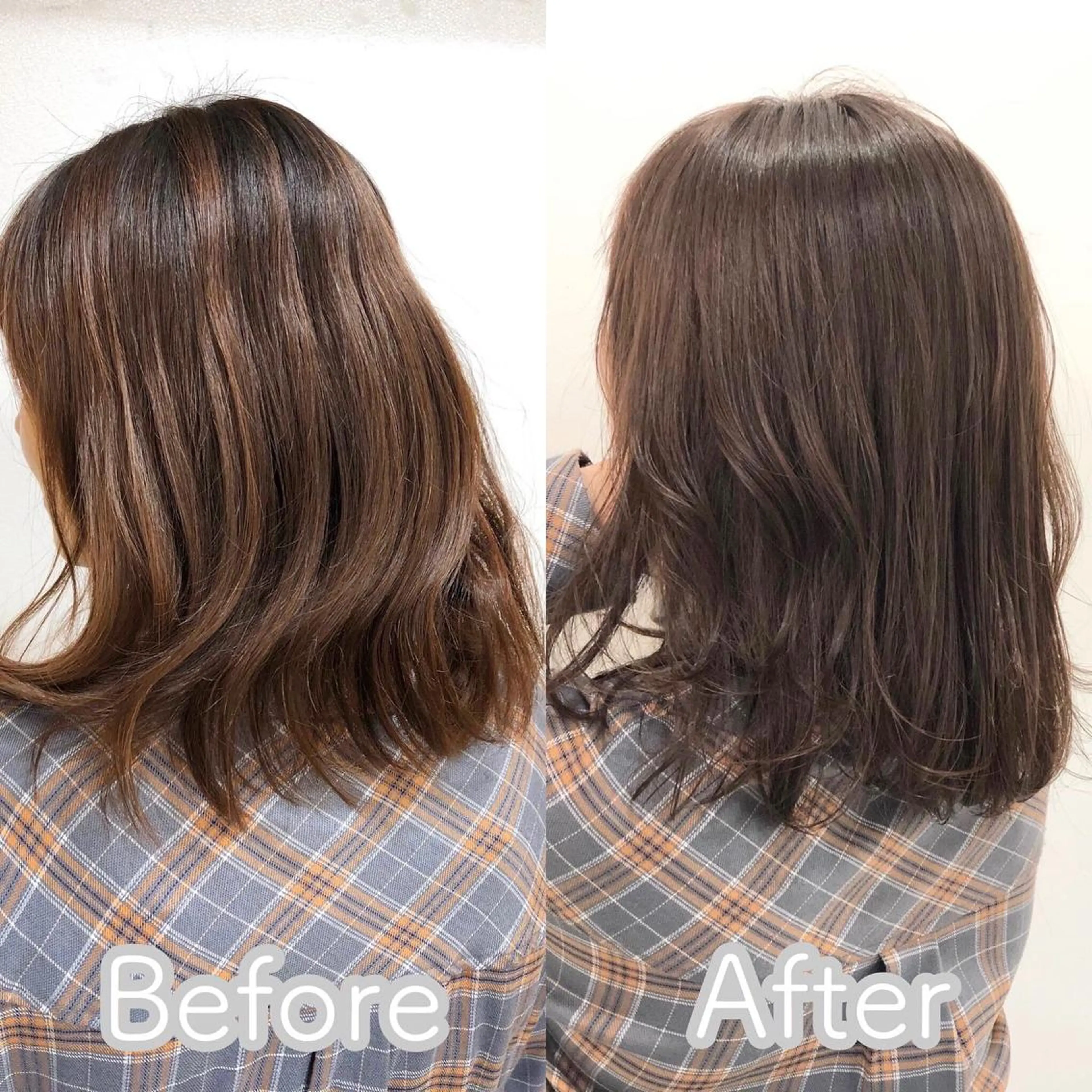 ミディアム カラー ブリーチ ブラウンカラー ケアカラー 透明感カラー ダブルカラー 韓国ヘア🤍 NATSUNEのヘアスタイル