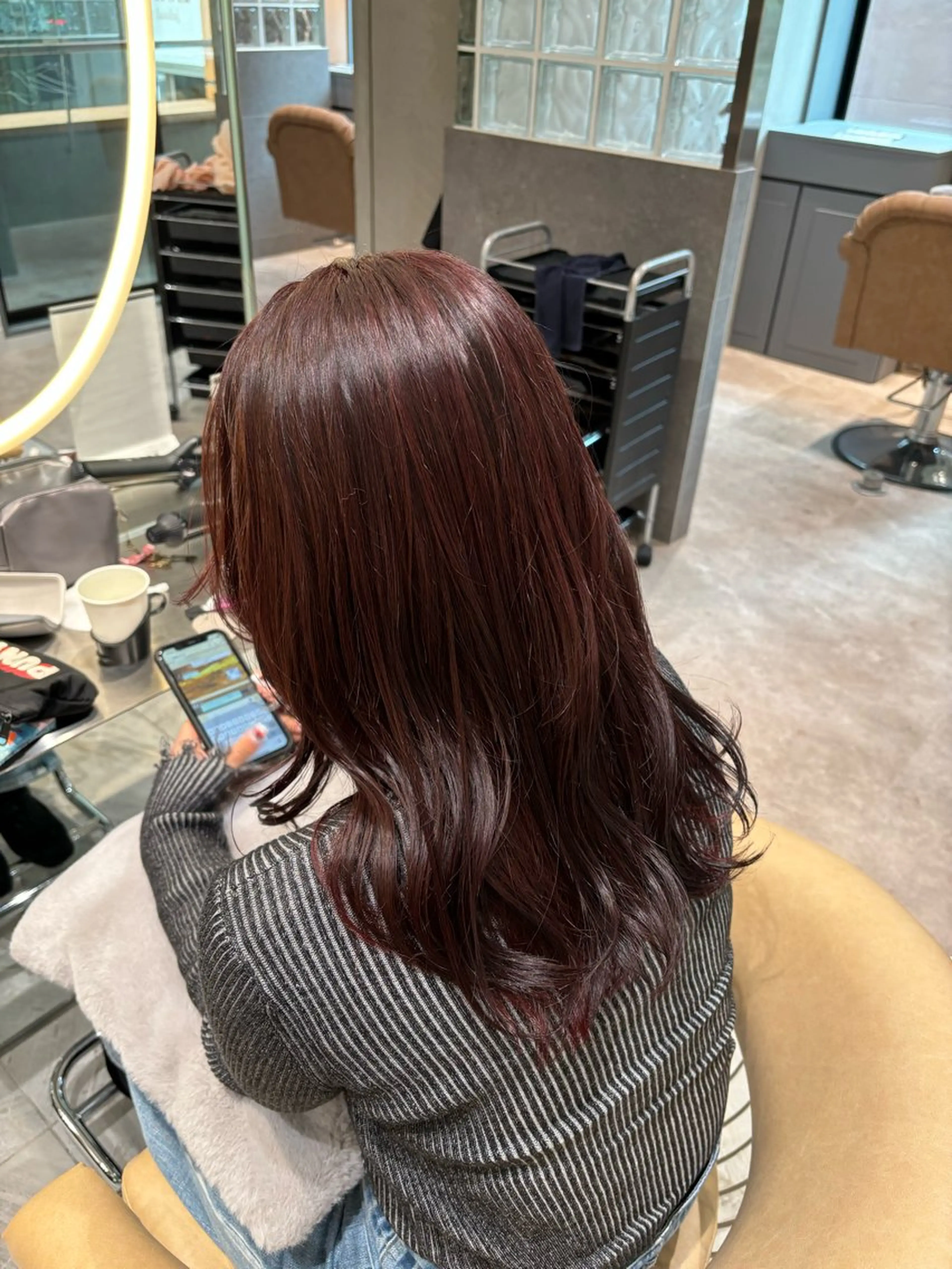 ミディアム カラー ヘアカラー トリートメント 顔周り\透明感カラ ー\まりんのヘアスタイル