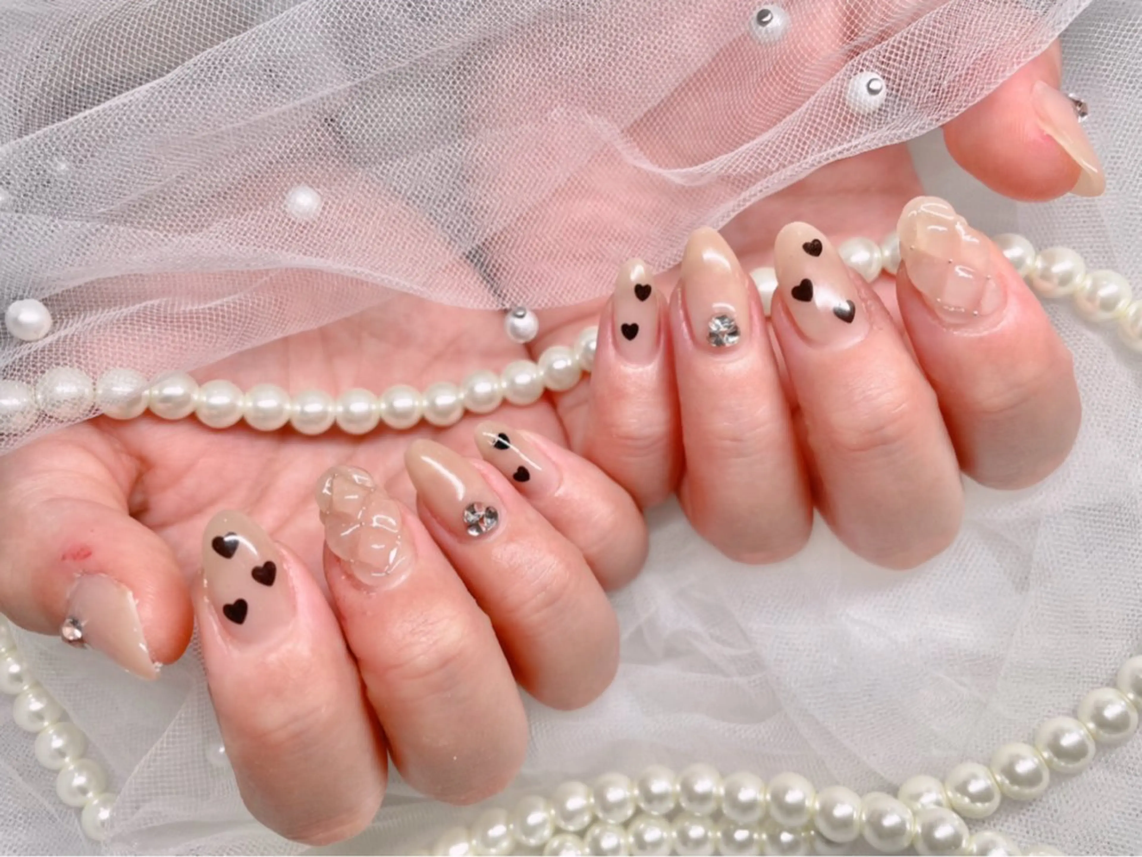 ネイル ハート ハンドネイル ゆりか ジョアアンジェ福島のネイルデザイン