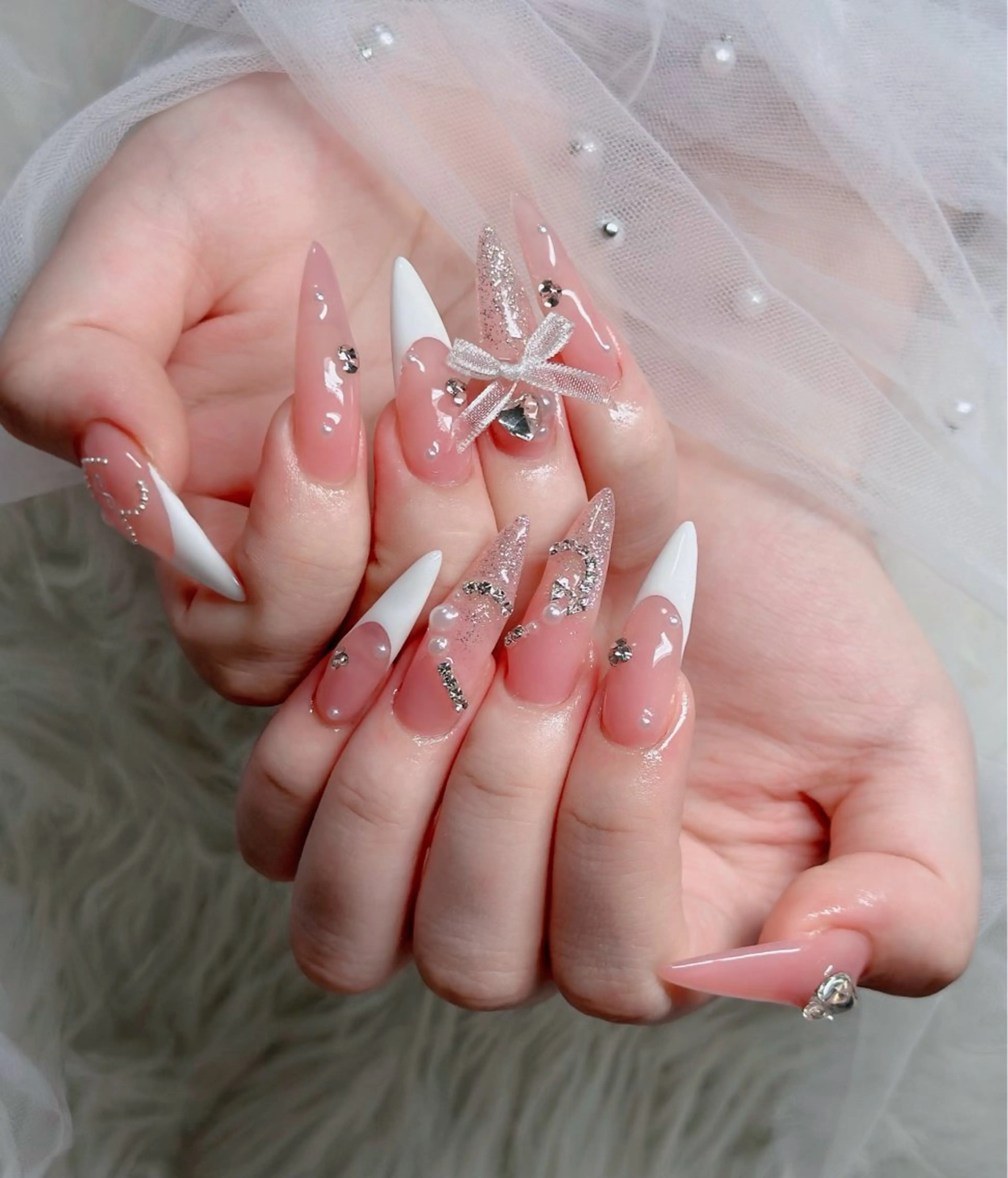ネイル ハート キラキラネイル リボン ハンドネイル キノコ H.babynailのネイルデザイン