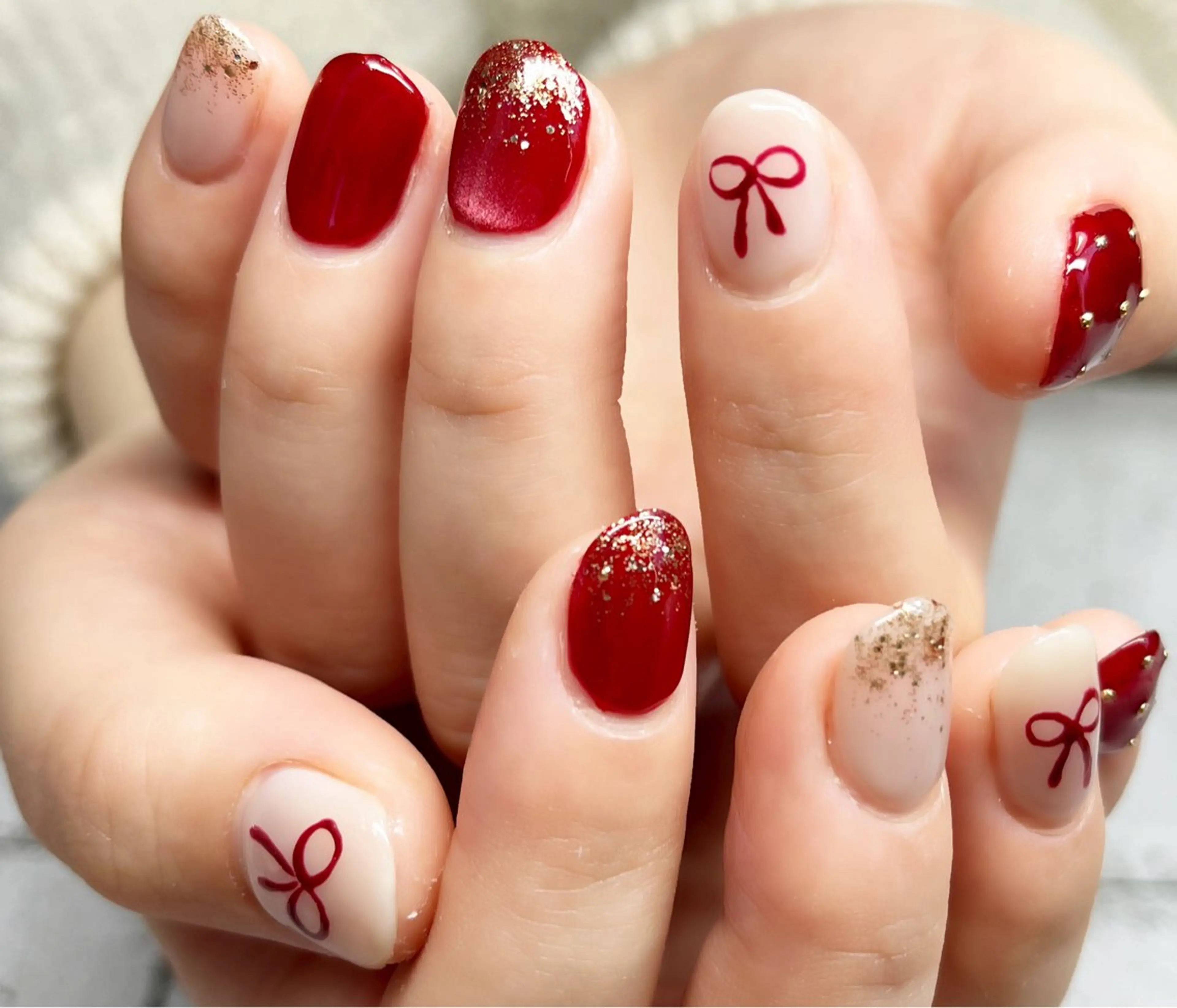 ネイル マグネットネイル リボン ハンドネイル Nail salon sowa-eのネイルデザイン