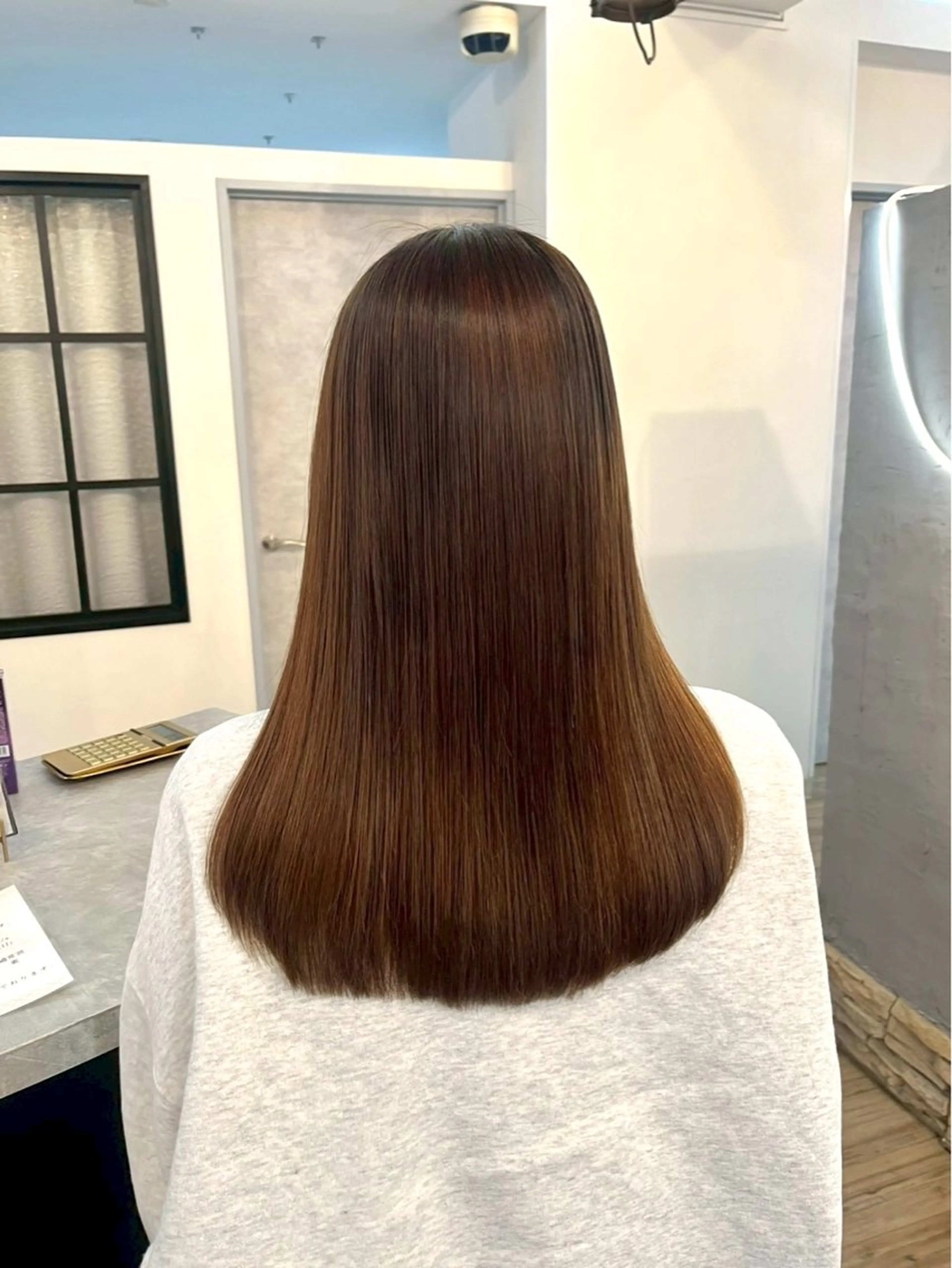 ロング カット 縮毛矯正 VISAGE ba.sk 金子詩帆のヘアスタイル