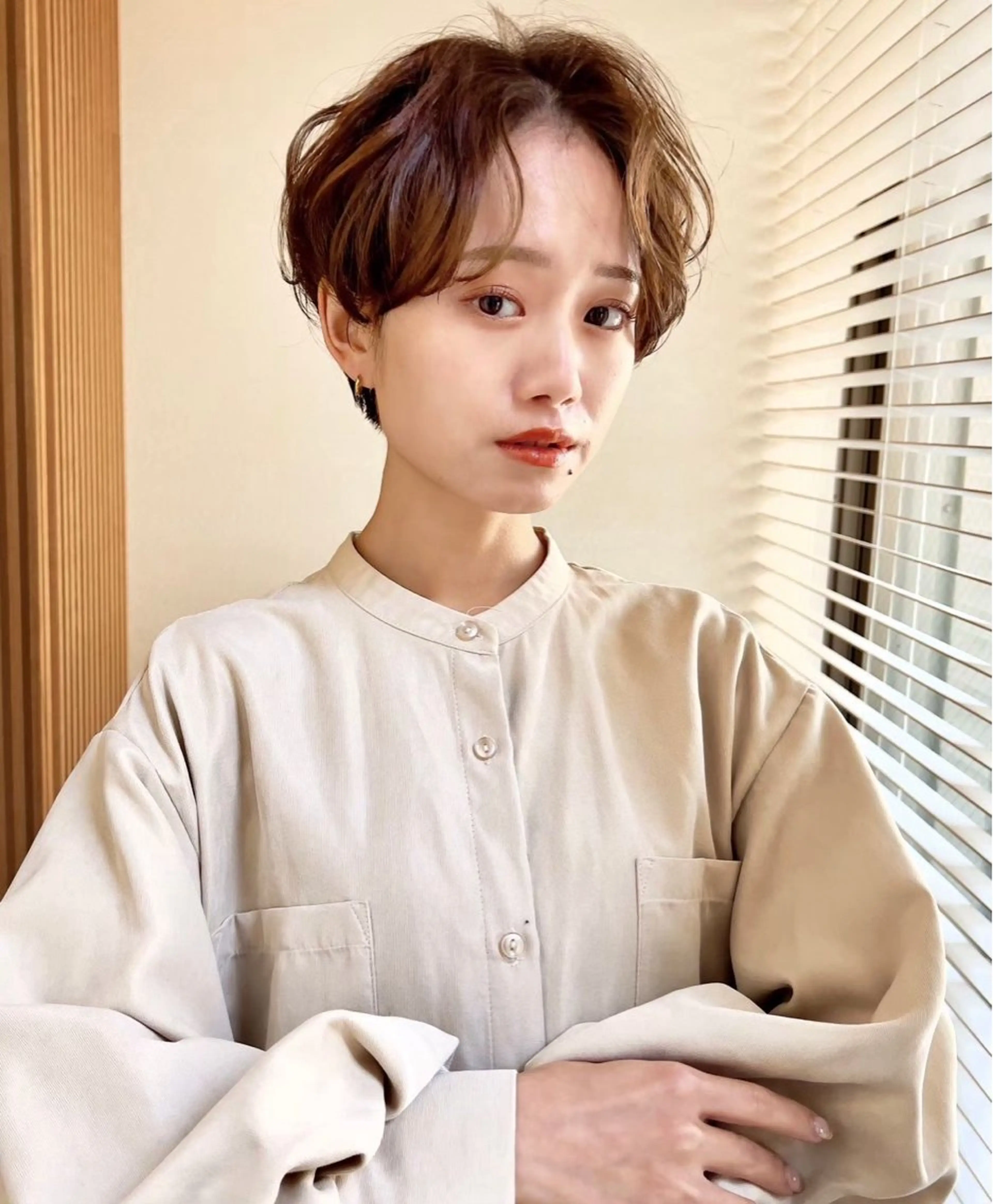 ショート カラー パーマ レイヤー/暖色カラー /パーマ/落合 歩夢のヘアスタイル